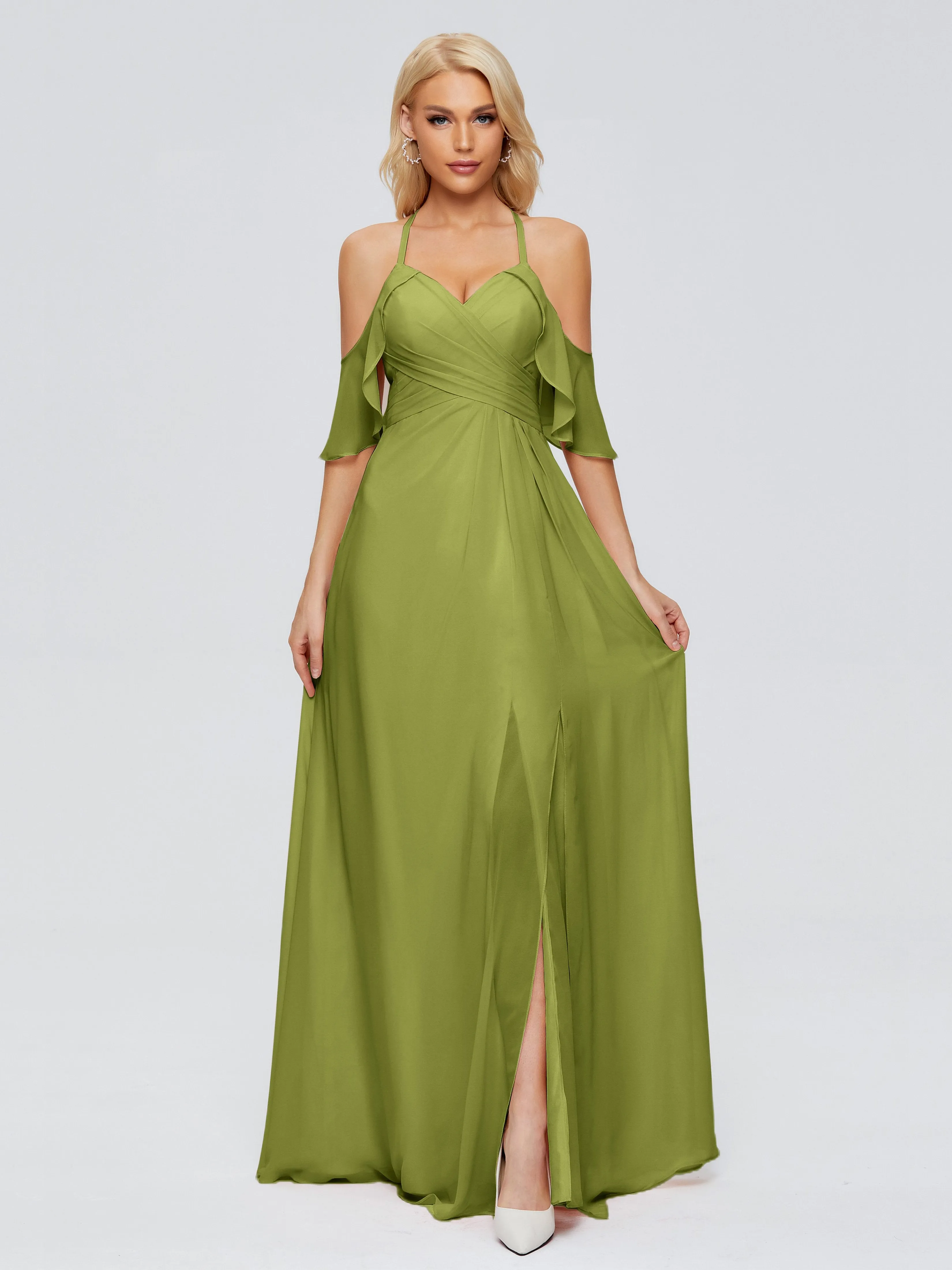 Taylor Elegant A-line Split Chiffon Bridesmaid Dresses