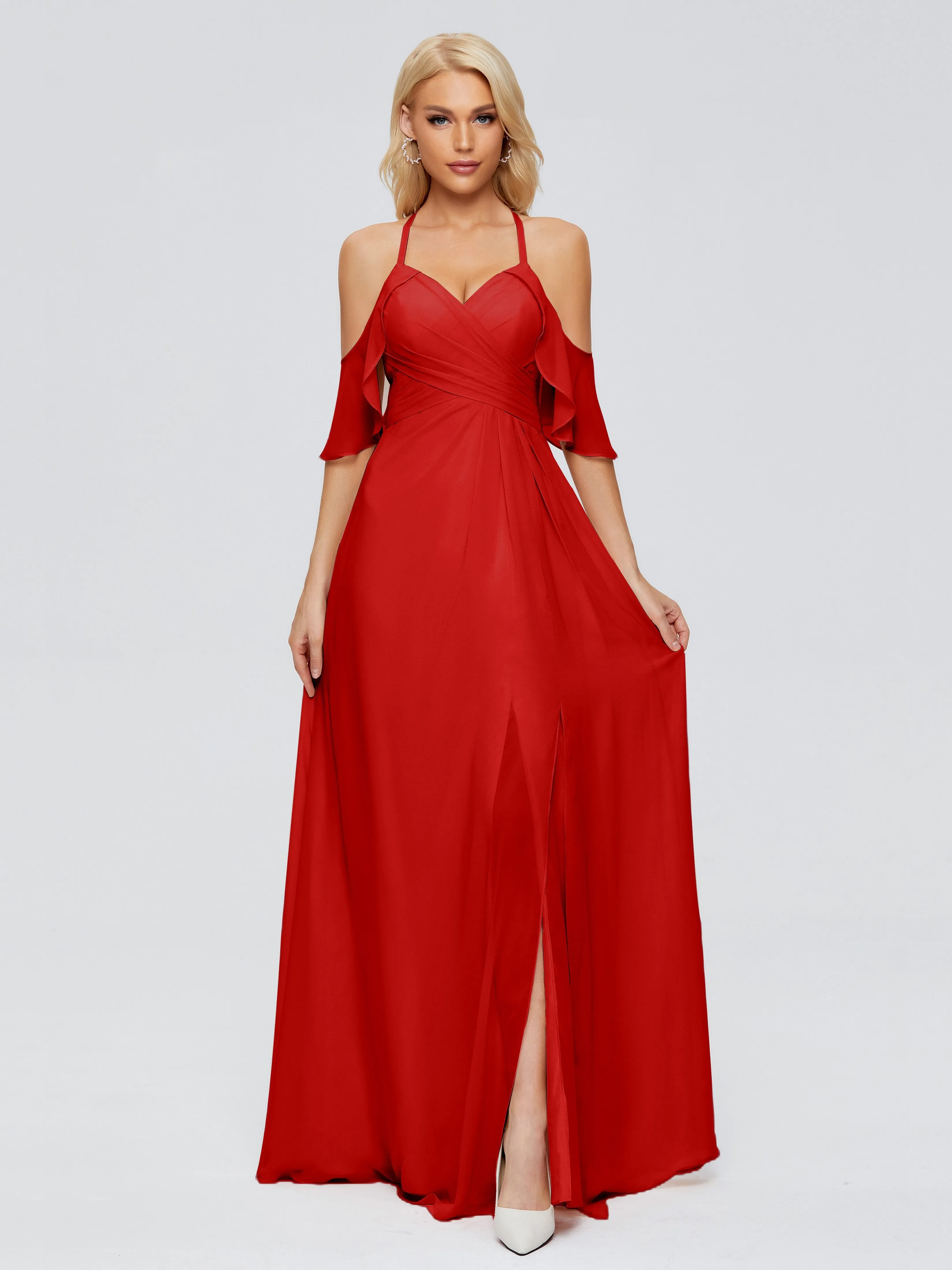 Taylor Elegant A-line Split Chiffon Bridesmaid Dresses