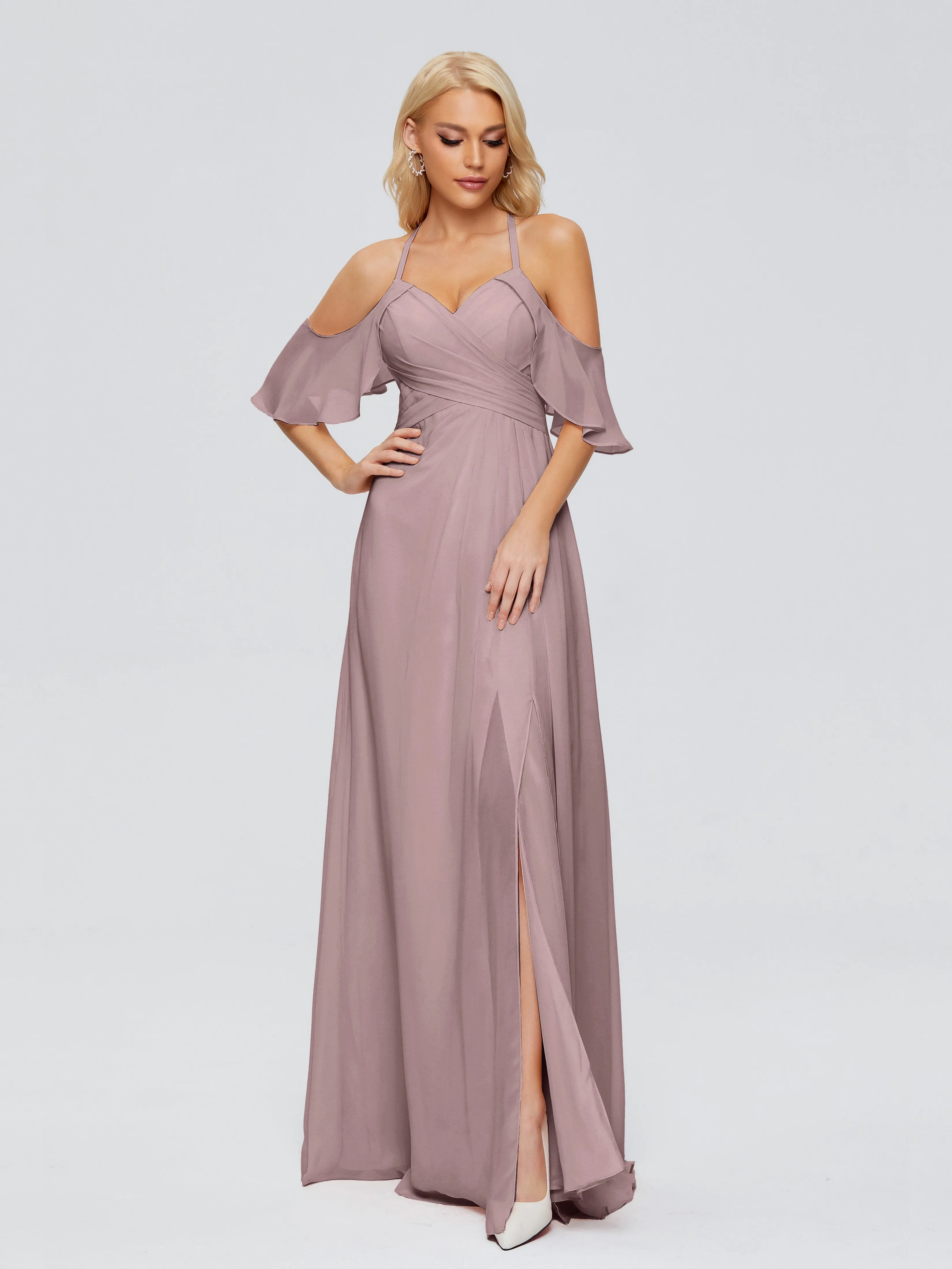 Taylor Elegant A-line Split Chiffon Bridesmaid Dresses