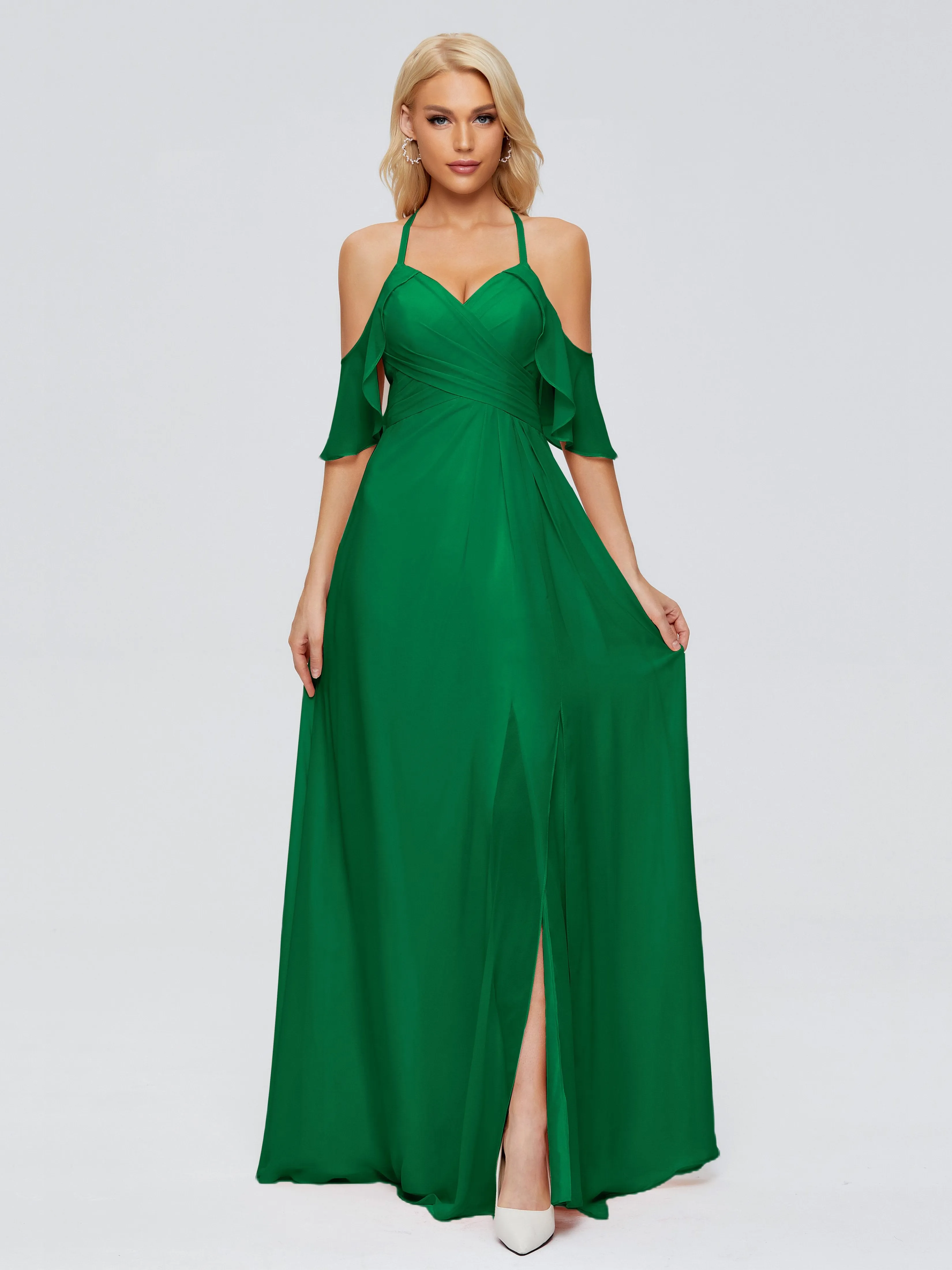 Taylor Elegant A-line Split Chiffon Bridesmaid Dresses