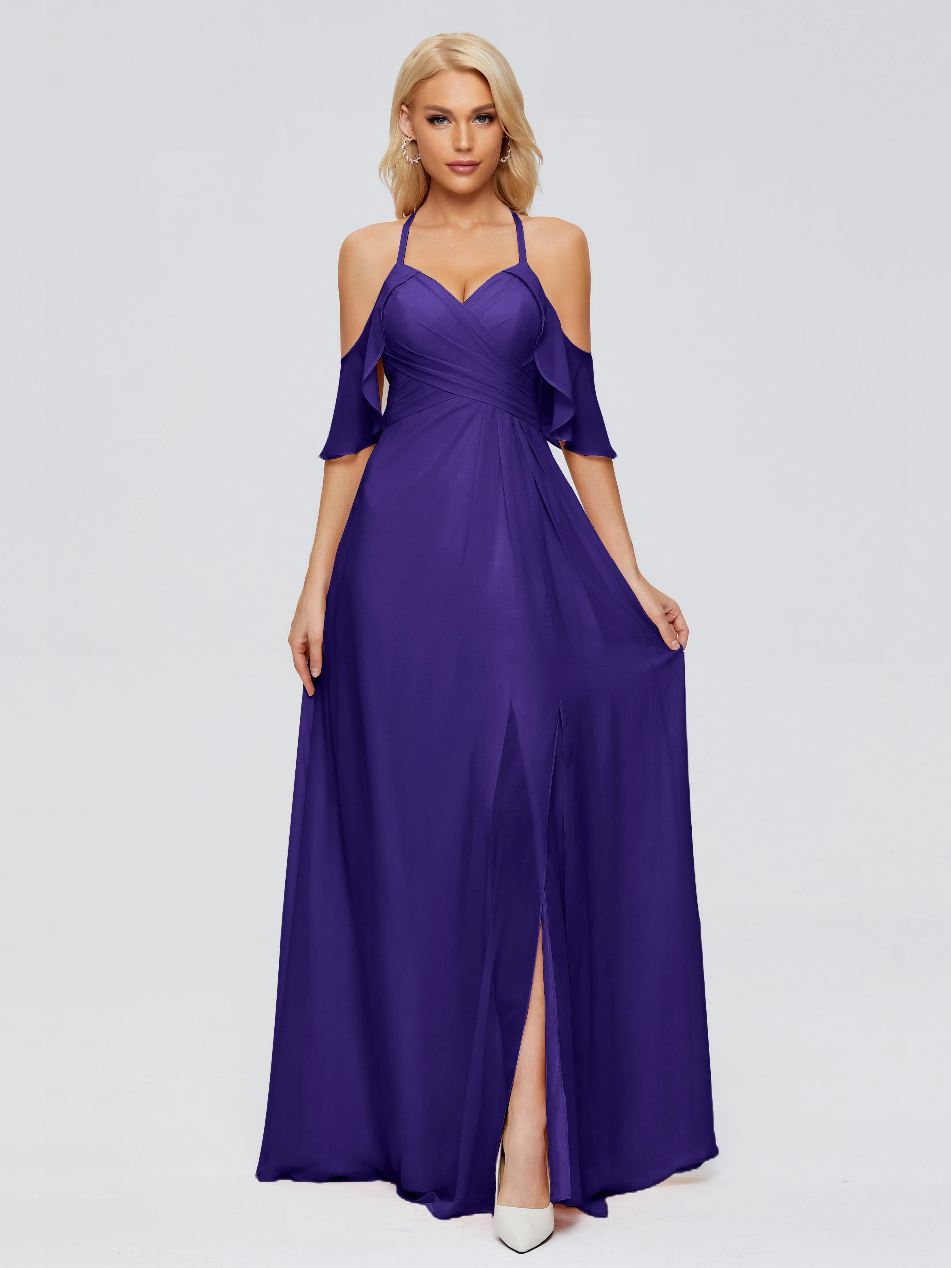 Taylor Elegant A-line Split Chiffon Bridesmaid Dresses