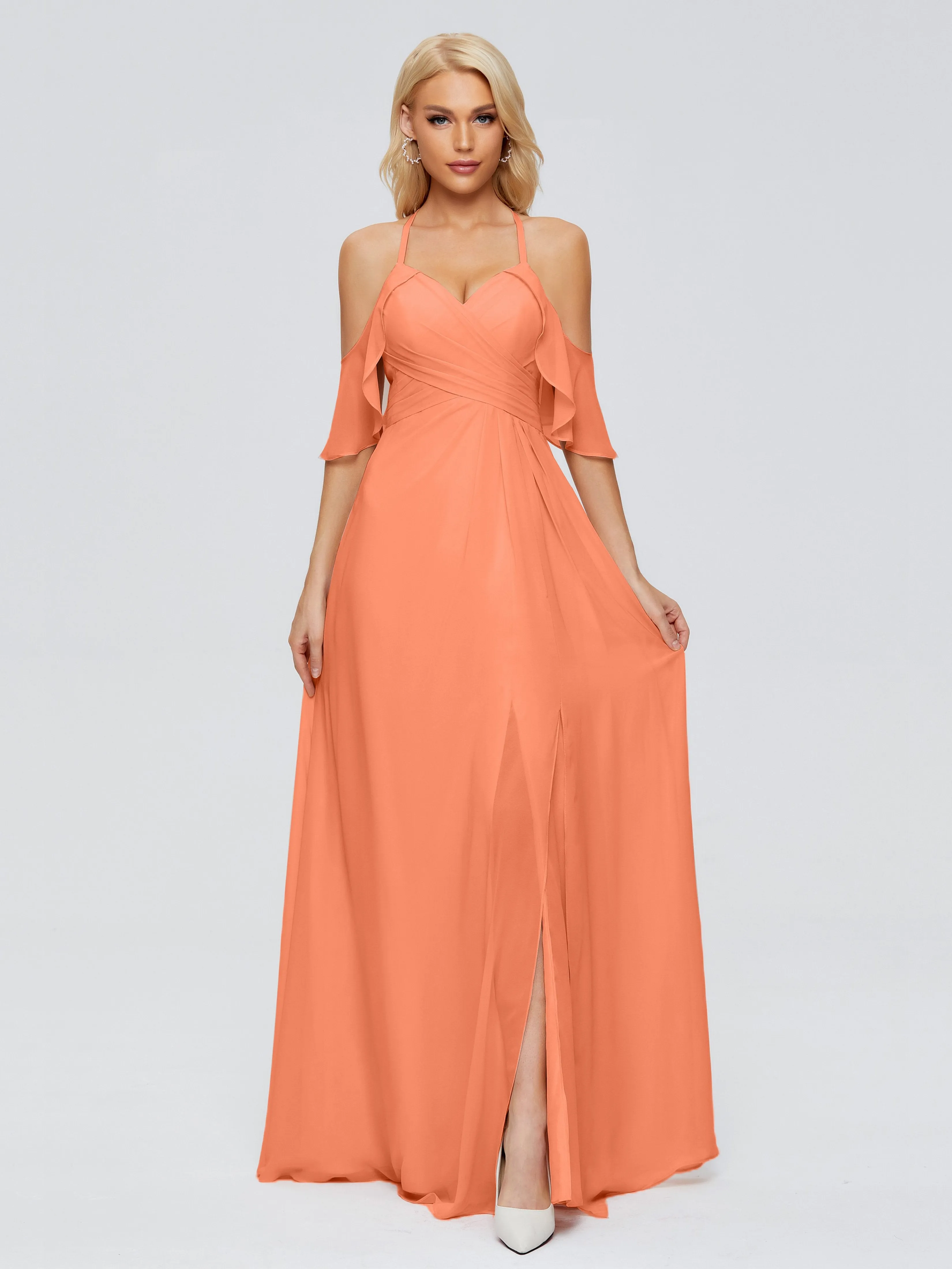 Taylor Elegant A-line Split Chiffon Bridesmaid Dresses