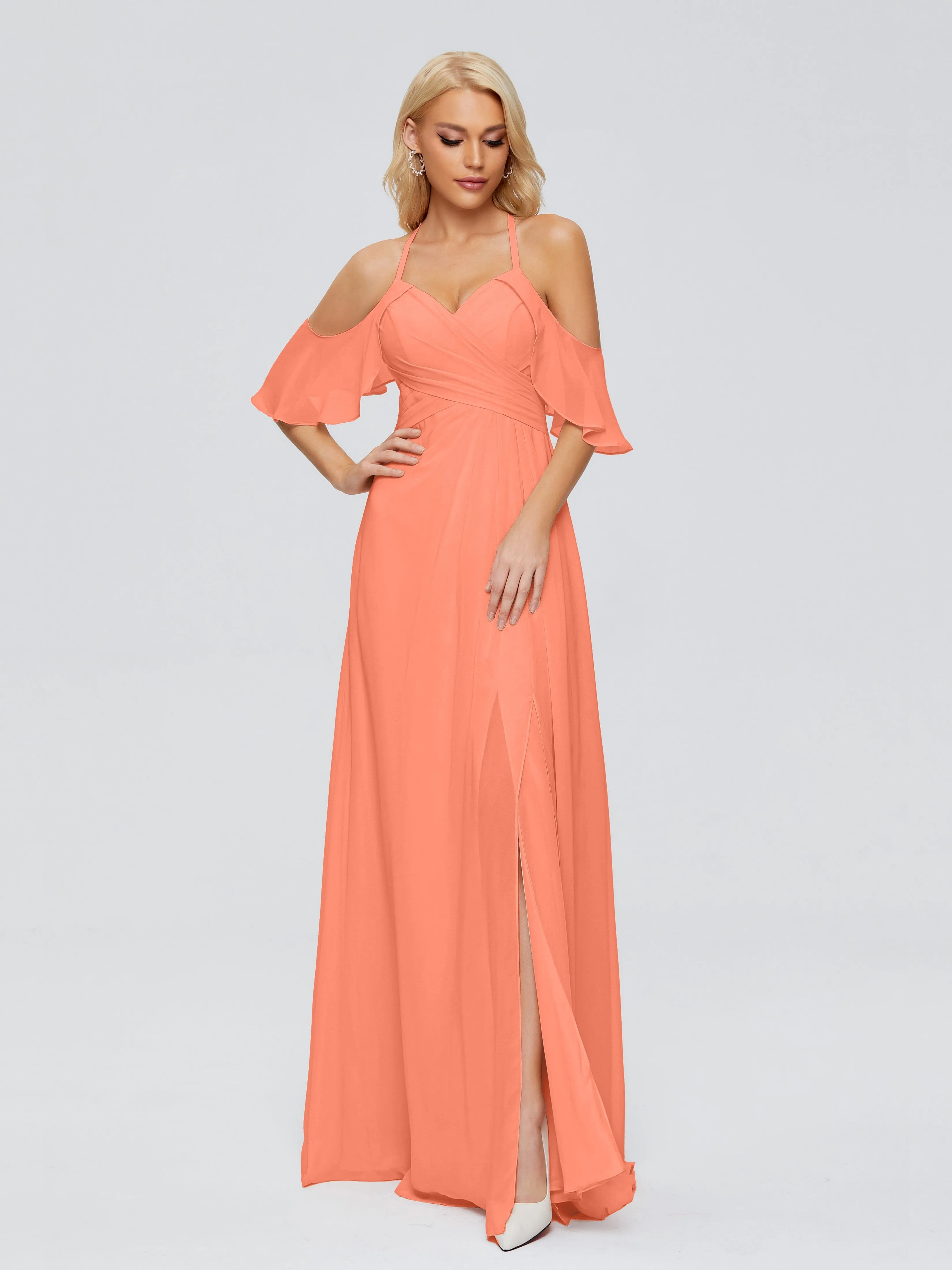 Taylor Elegant A-line Split Chiffon Bridesmaid Dresses