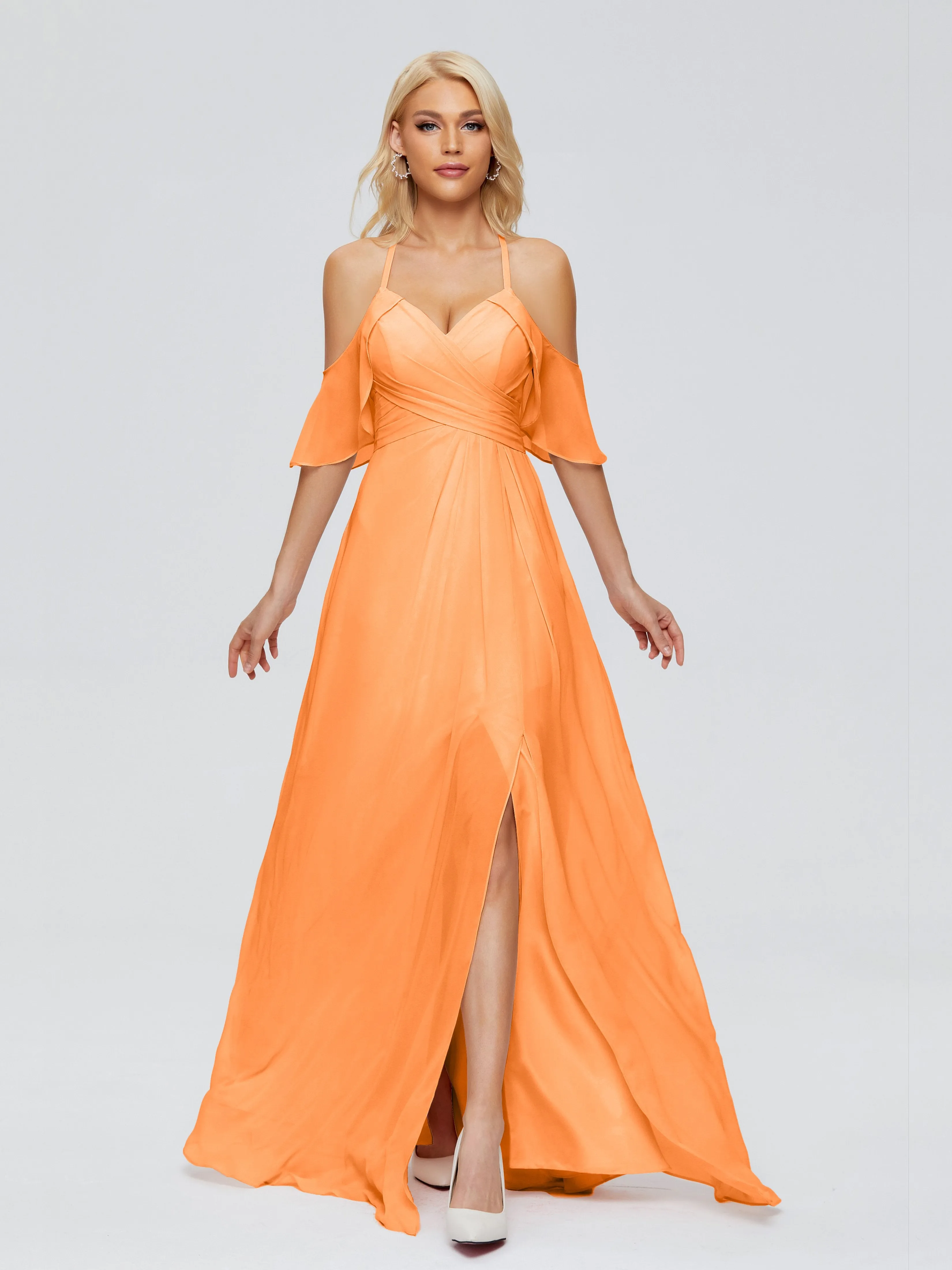 Taylor Elegant A-line Split Chiffon Bridesmaid Dresses