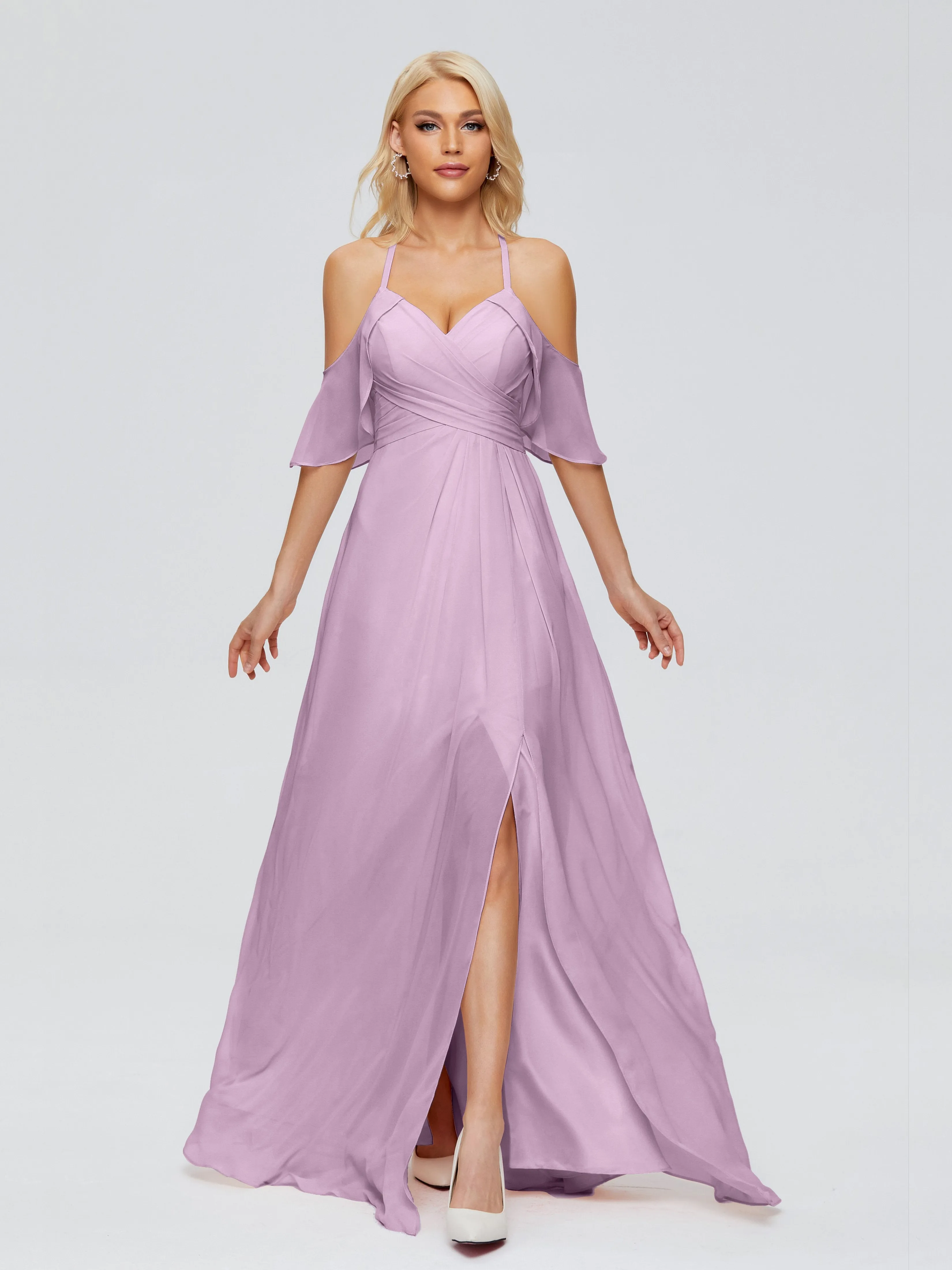 Taylor Elegant A-line Split Chiffon Bridesmaid Dresses