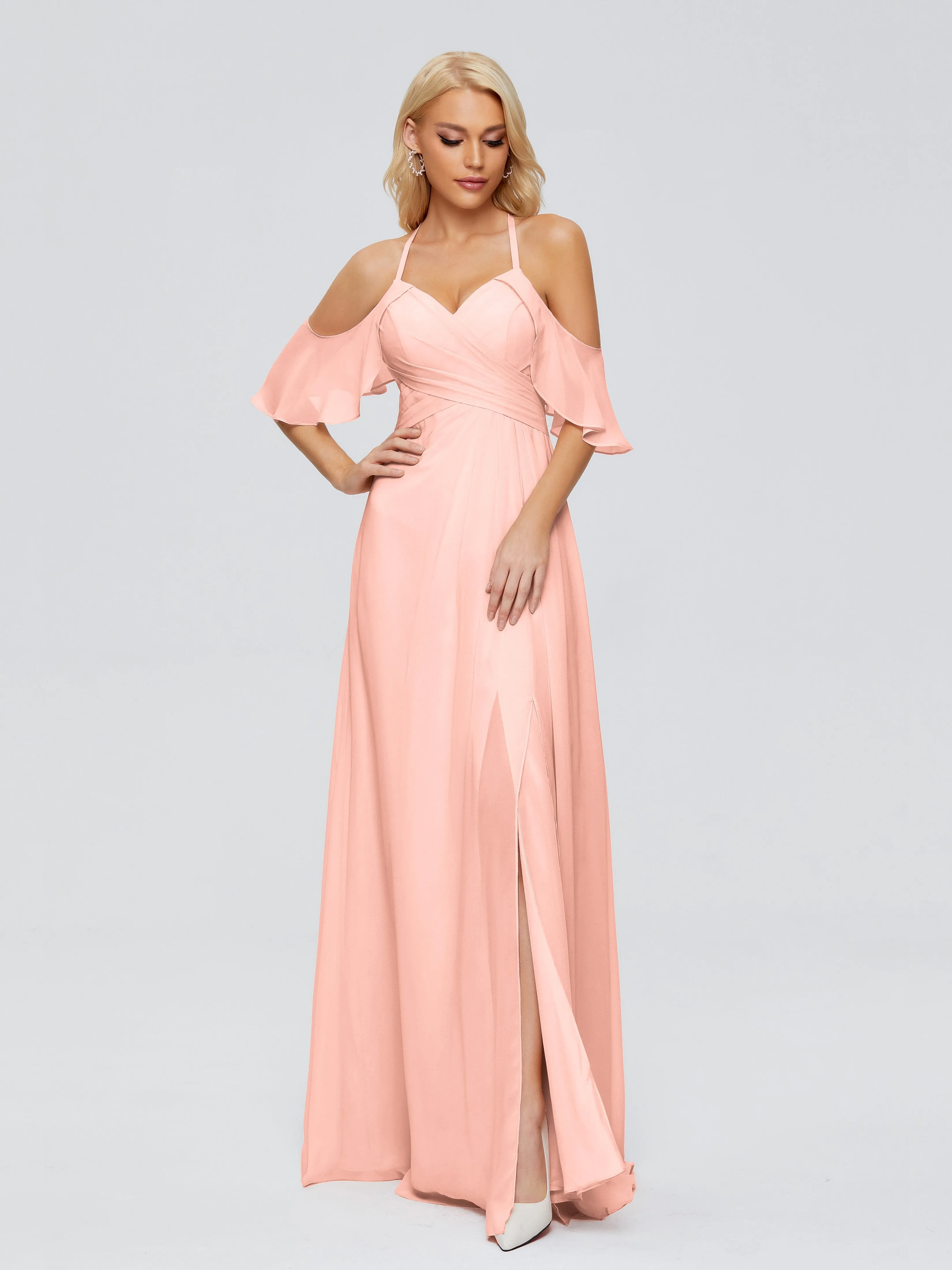 Taylor Elegant A-line Split Chiffon Bridesmaid Dresses