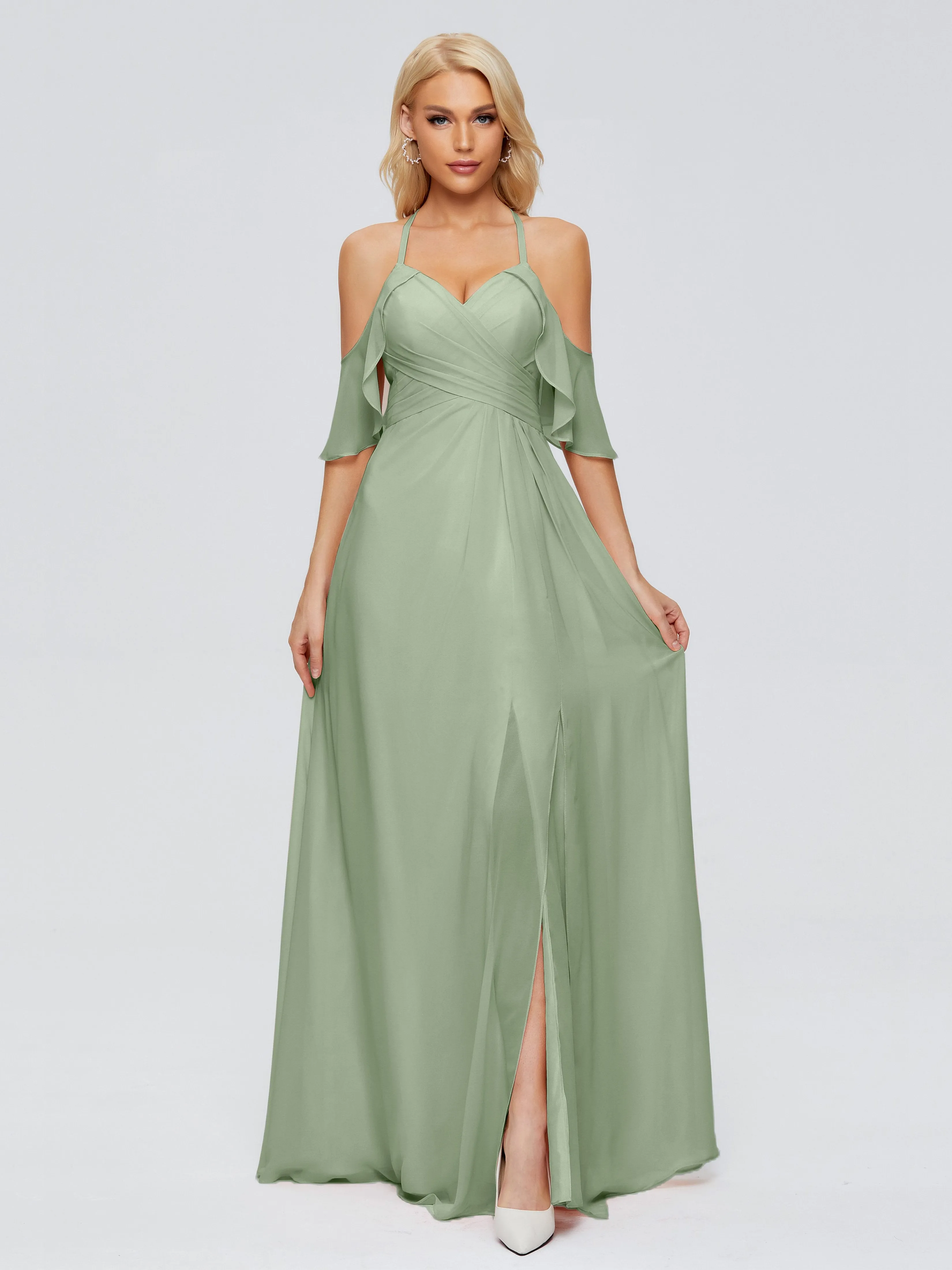 Taylor Elegant A-line Split Chiffon Bridesmaid Dresses