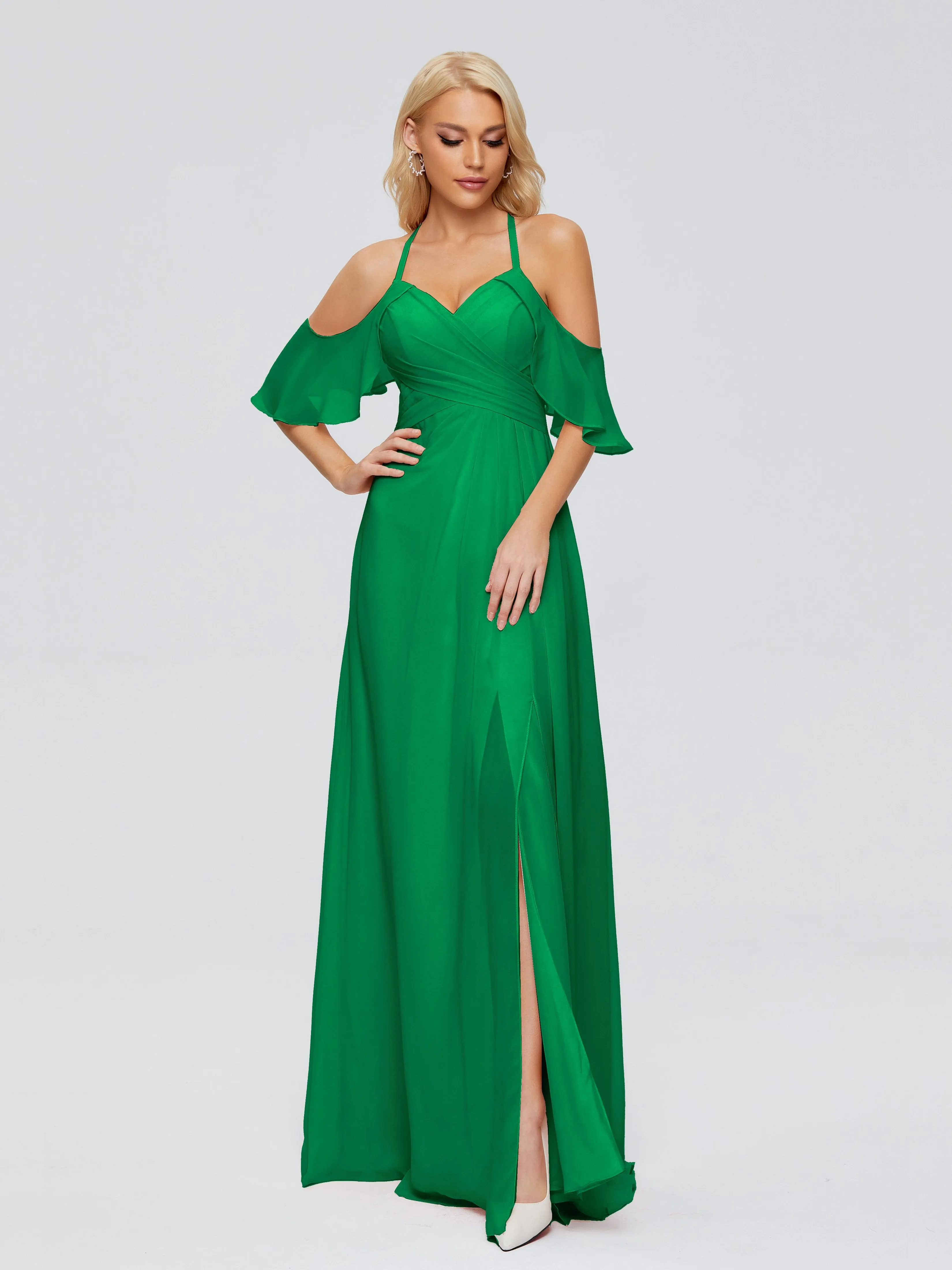 Taylor Elegant A-line Split Chiffon Bridesmaid Dresses