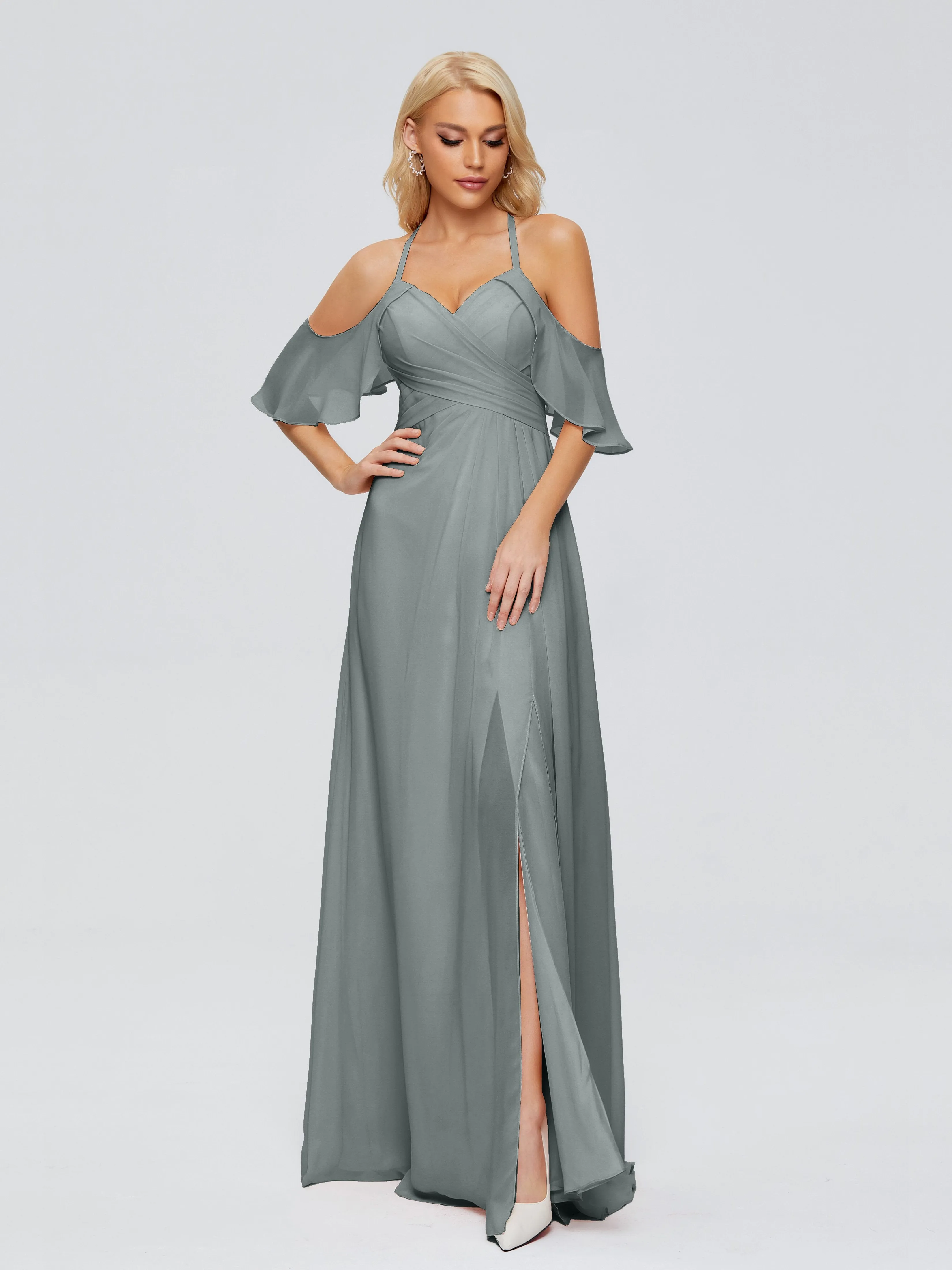 Taylor Elegant A-line Split Chiffon Bridesmaid Dresses