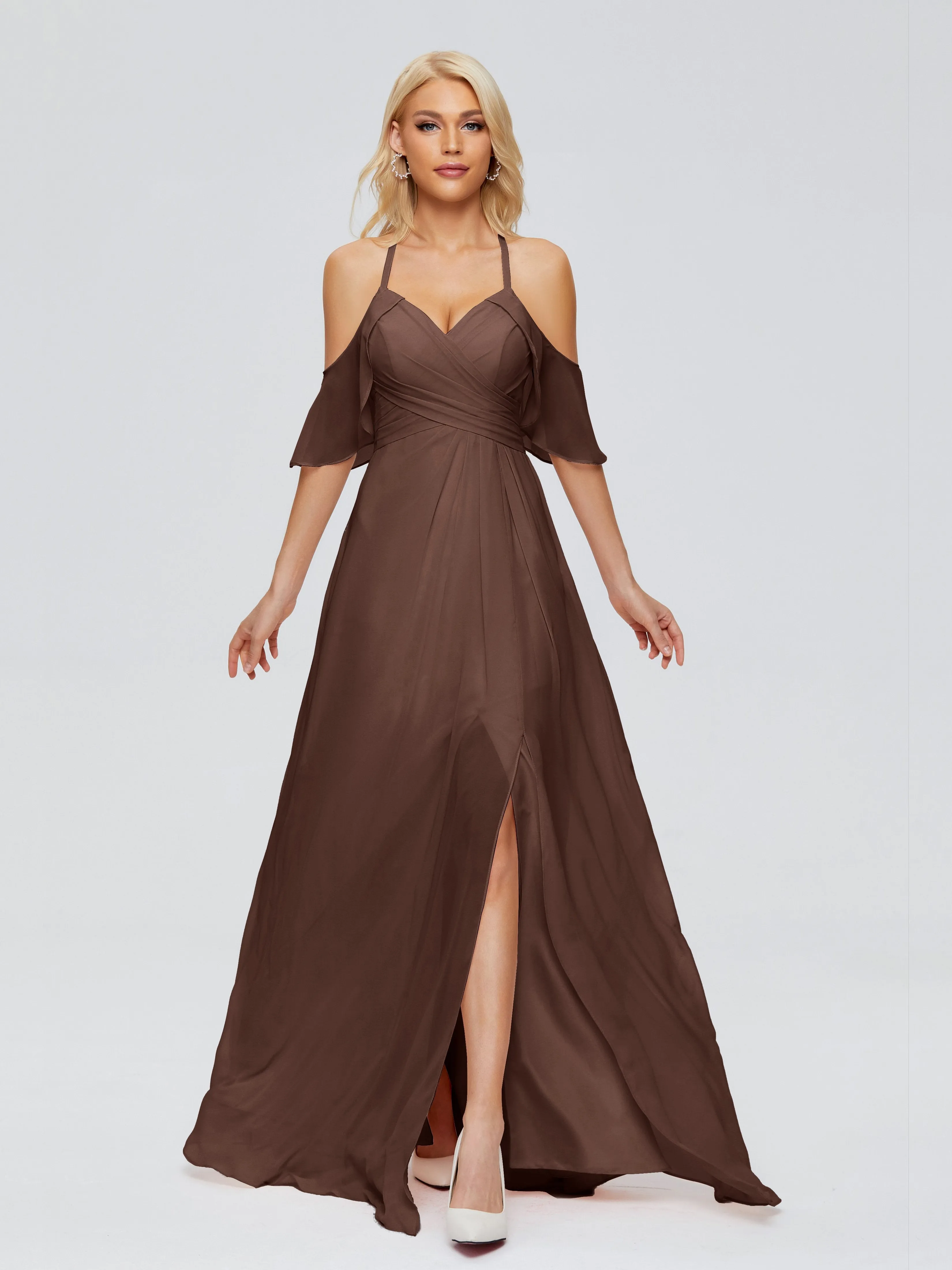 Taylor Elegant A-line Split Chiffon Bridesmaid Dresses
