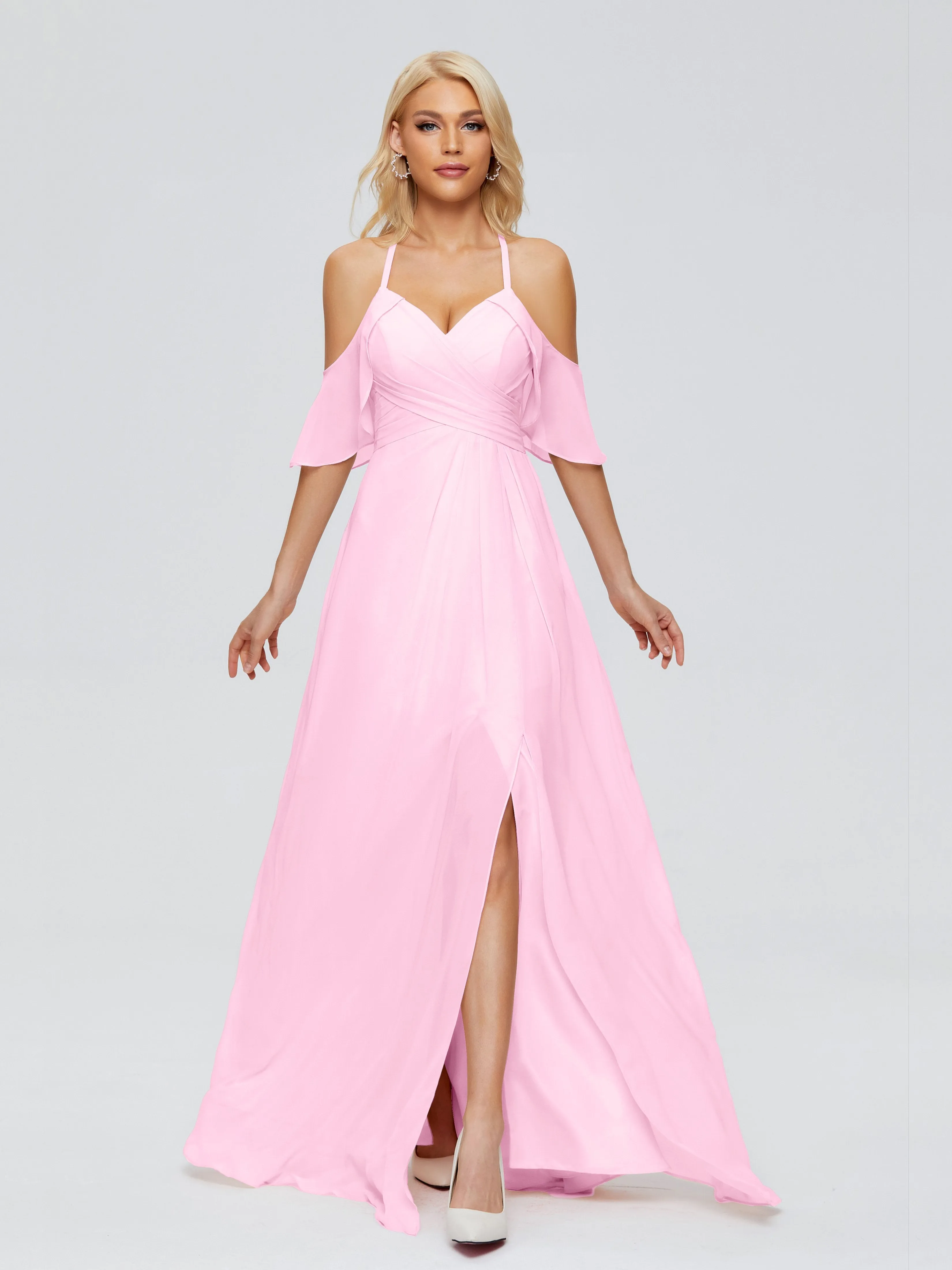 Taylor Elegant A-line Split Chiffon Bridesmaid Dresses