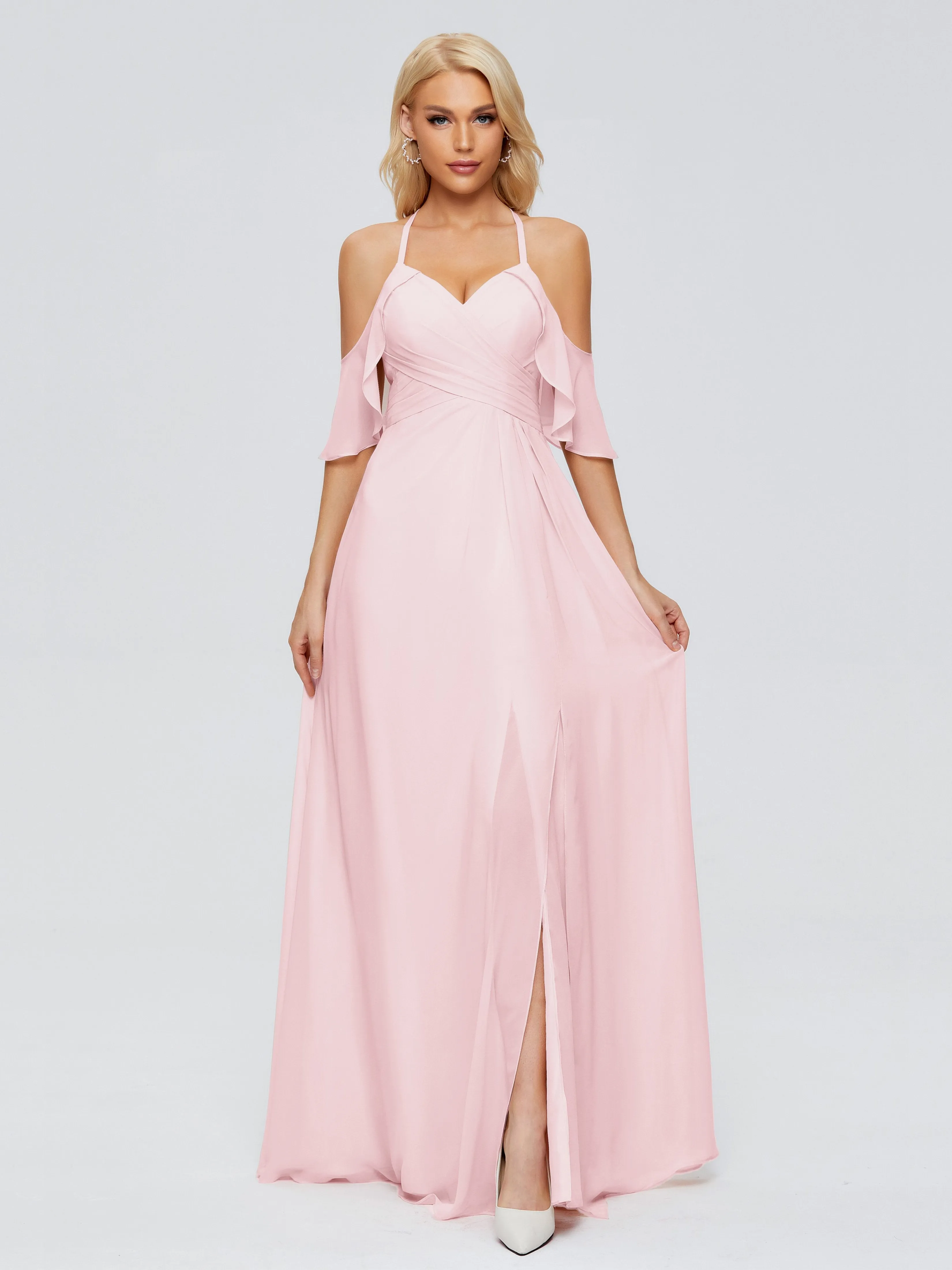 Taylor Elegant A-line Split Chiffon Bridesmaid Dresses
