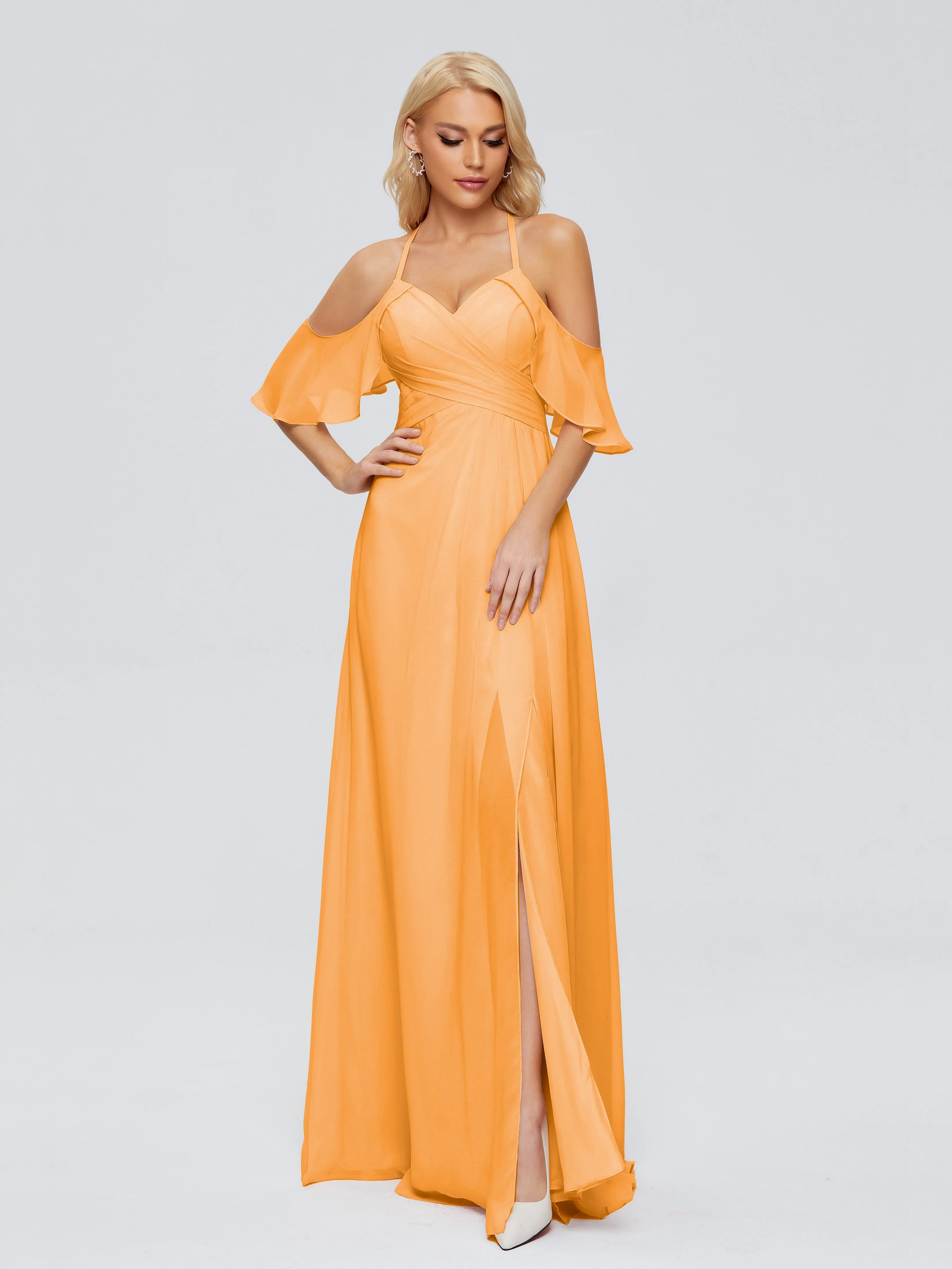 Taylor Elegant A-line Split Chiffon Bridesmaid Dresses