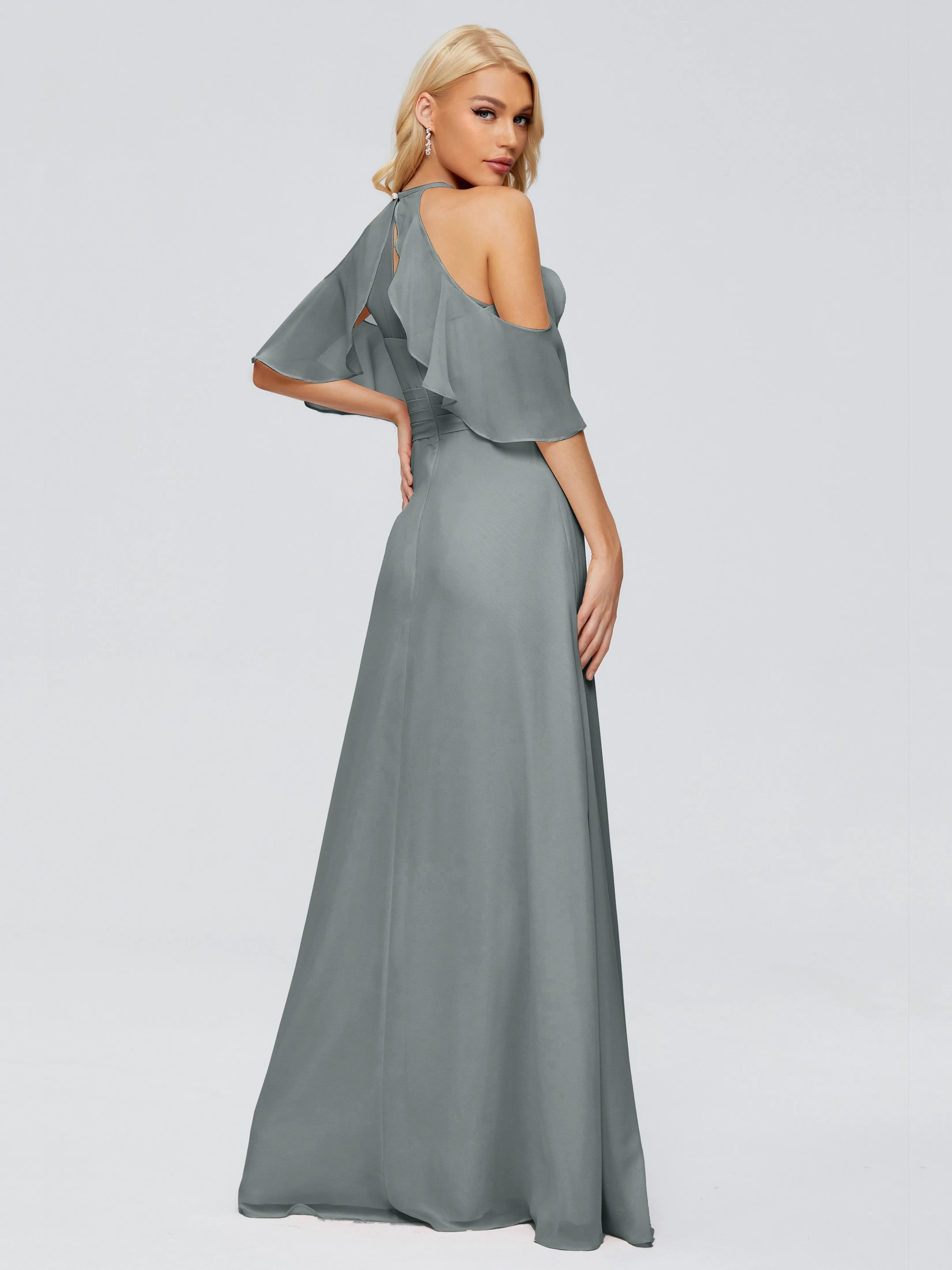 Taylor Elegant A-line Split Chiffon Bridesmaid Dresses