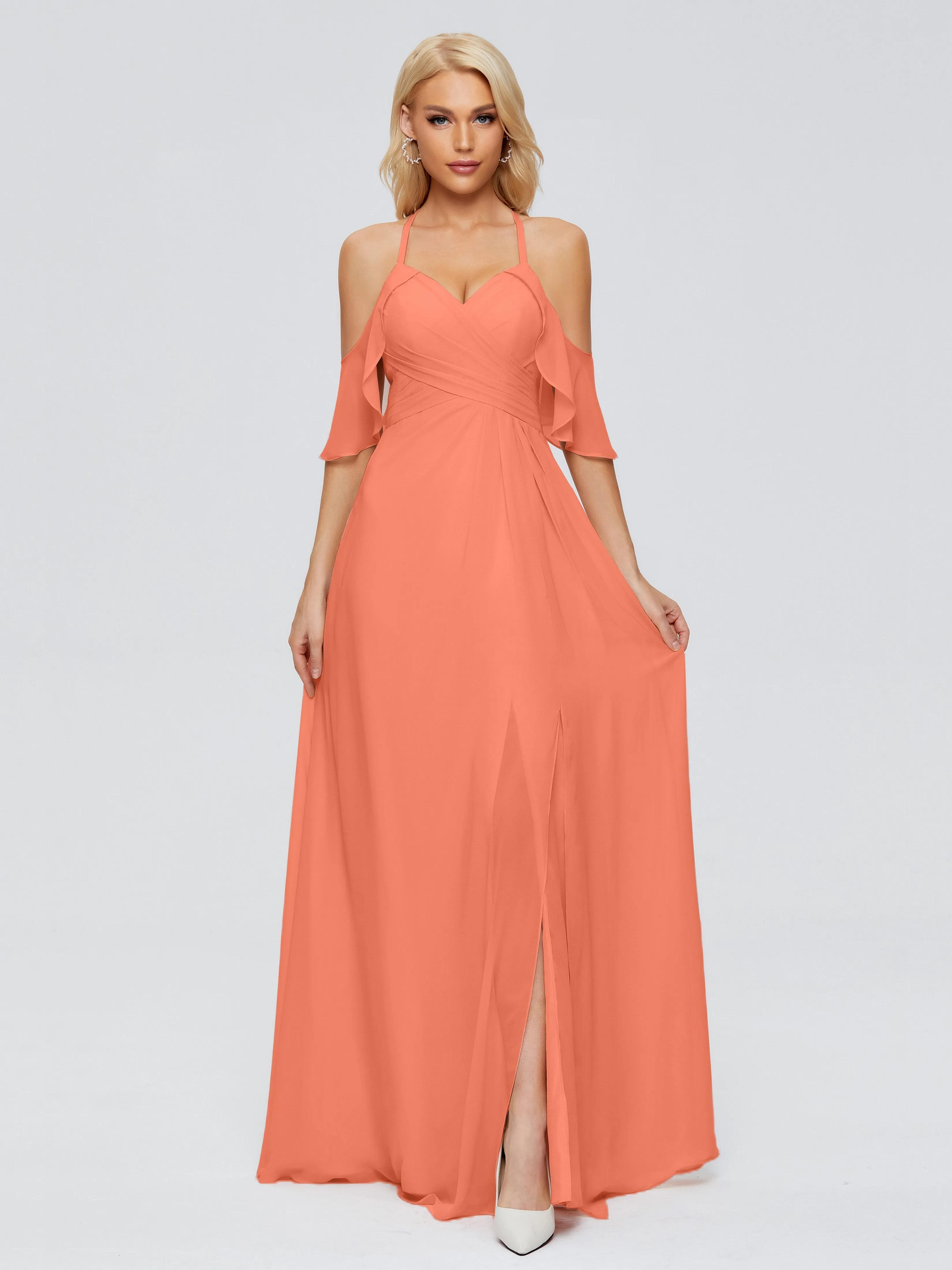 Taylor Elegant A-line Split Chiffon Bridesmaid Dresses