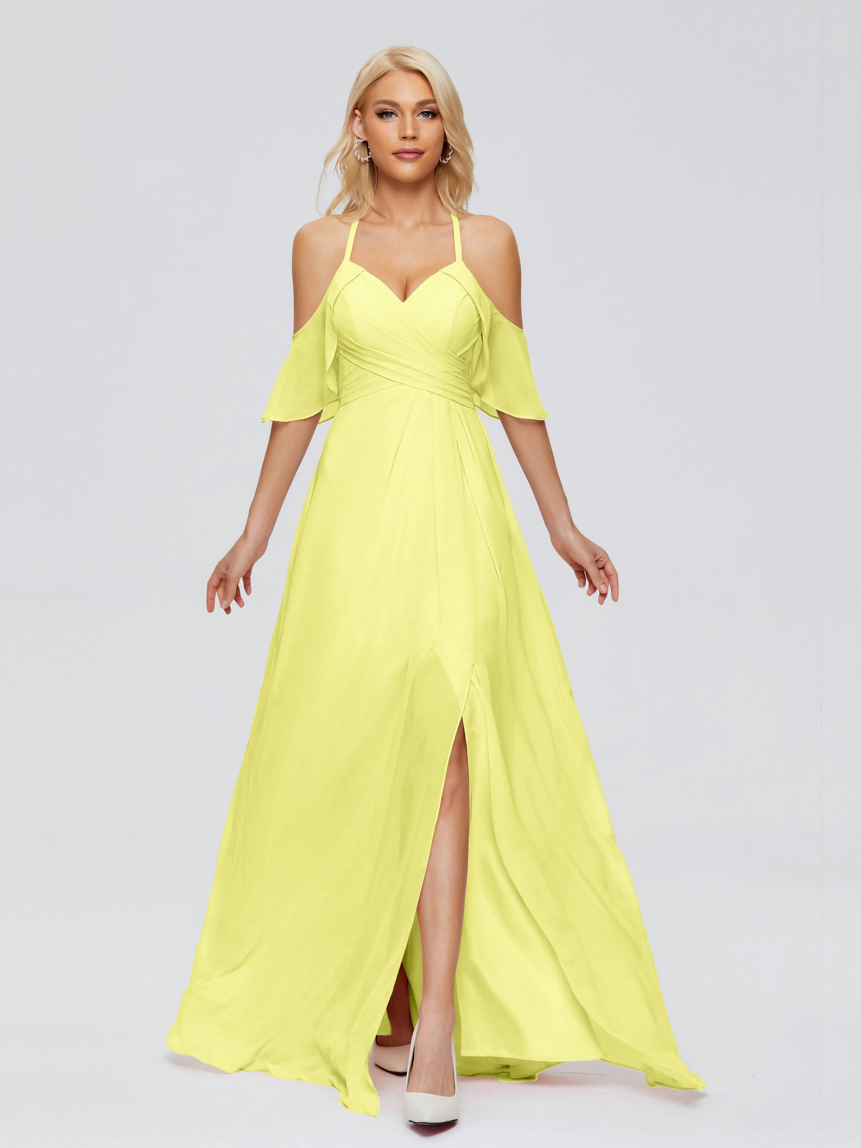 Taylor Elegant A-line Split Chiffon Bridesmaid Dresses