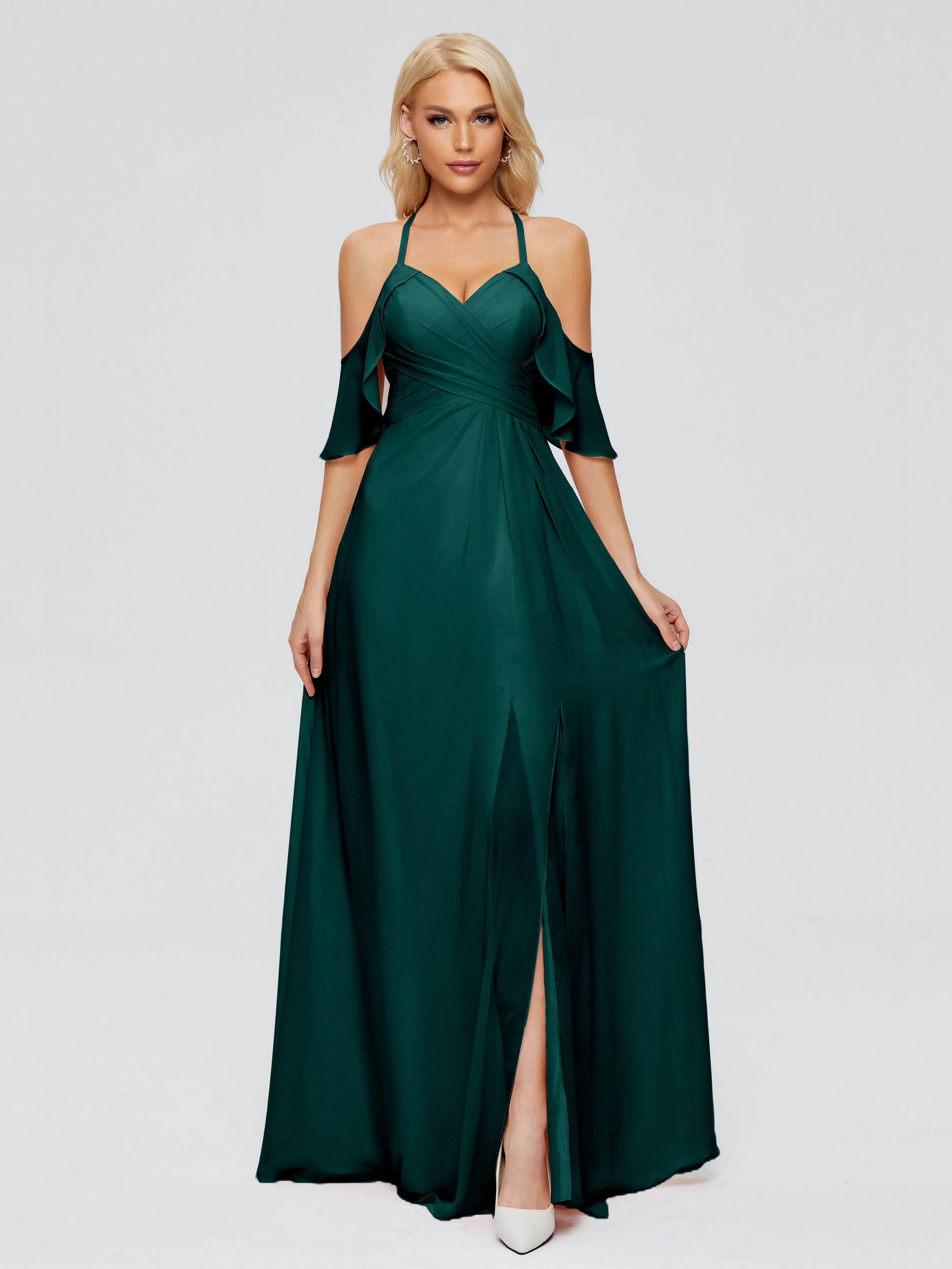 Taylor Elegant A-line Split Chiffon Bridesmaid Dresses