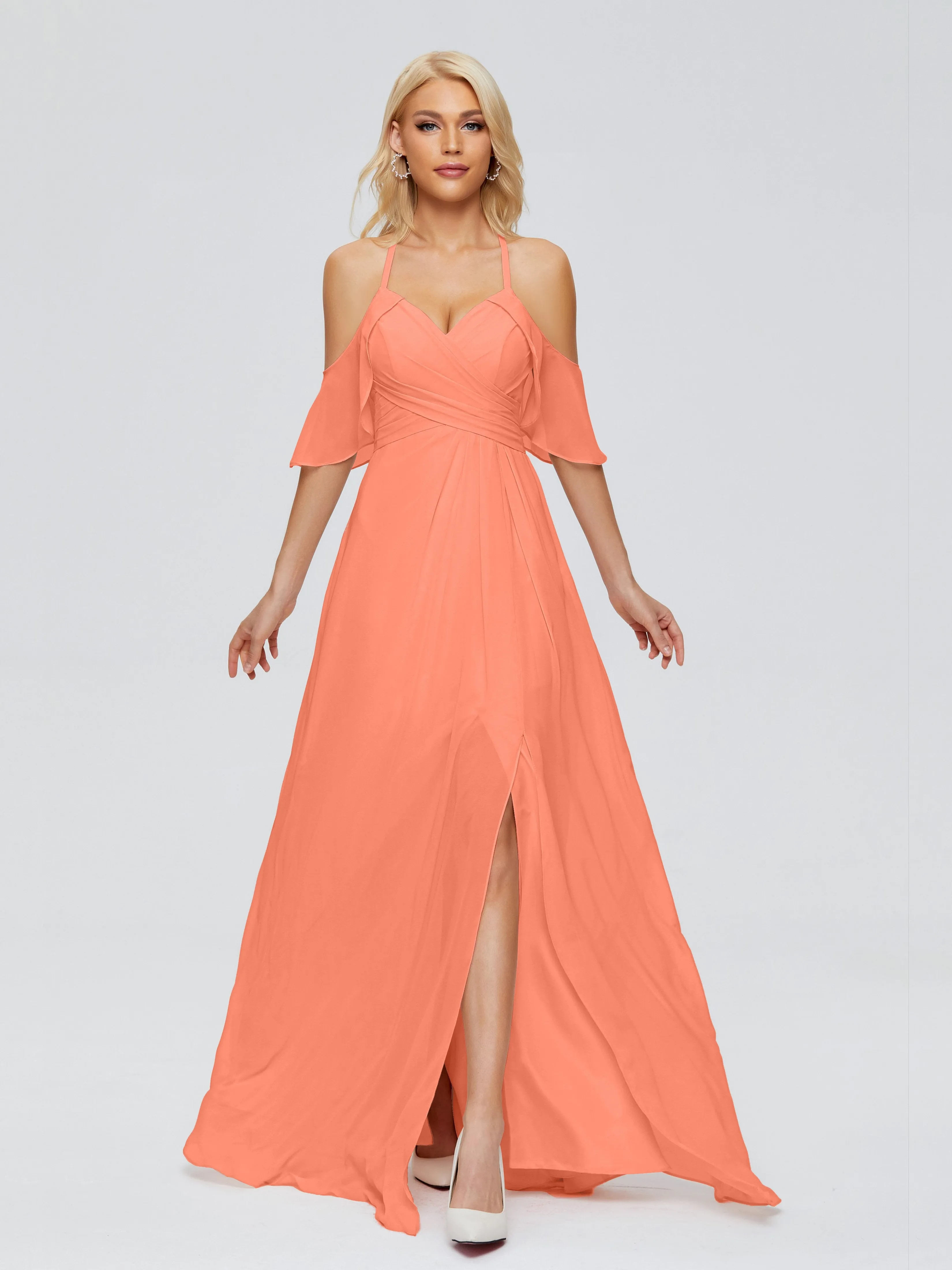 Taylor Elegant A-line Split Chiffon Bridesmaid Dresses