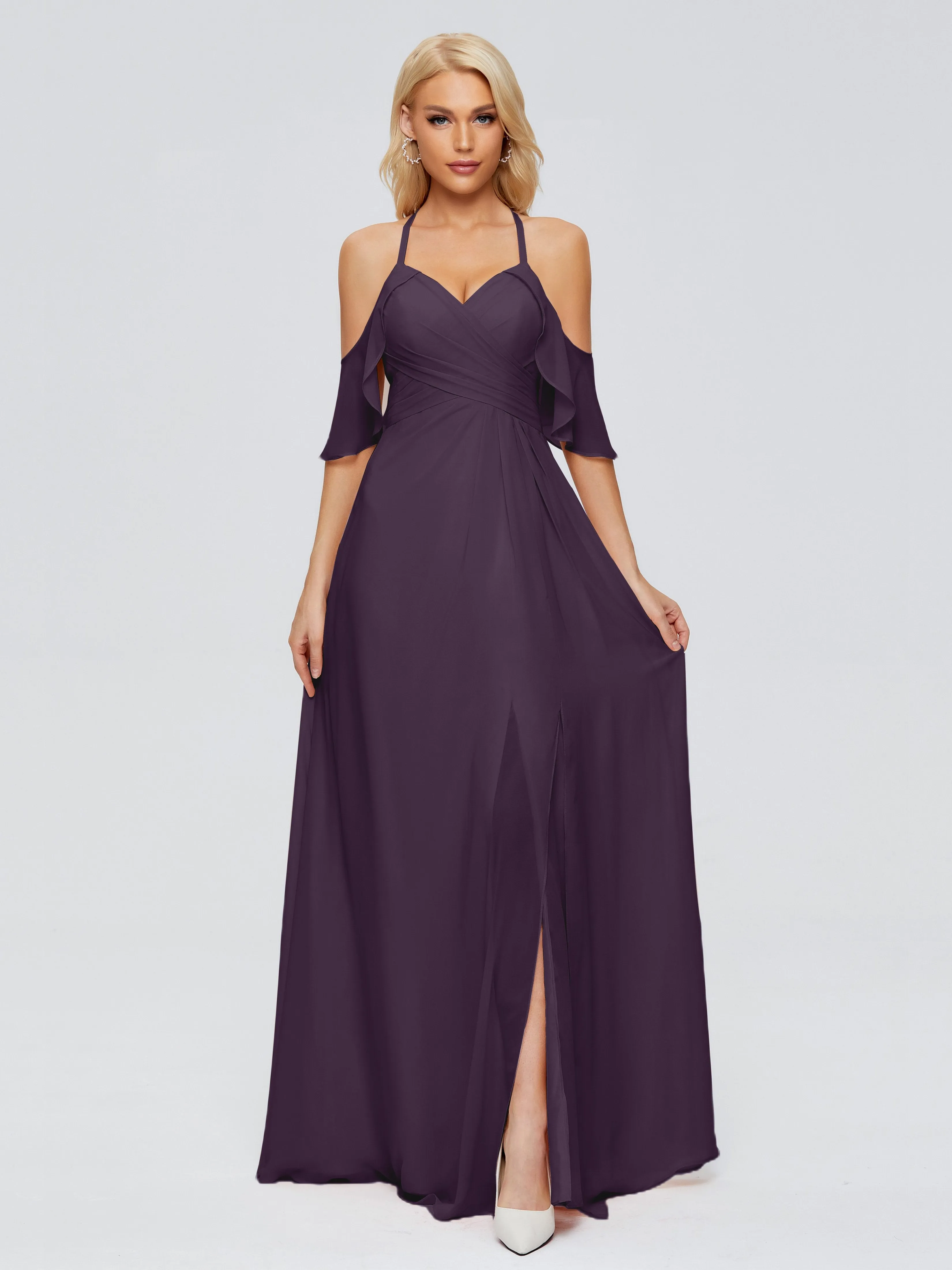 Taylor Elegant A-line Split Chiffon Bridesmaid Dresses