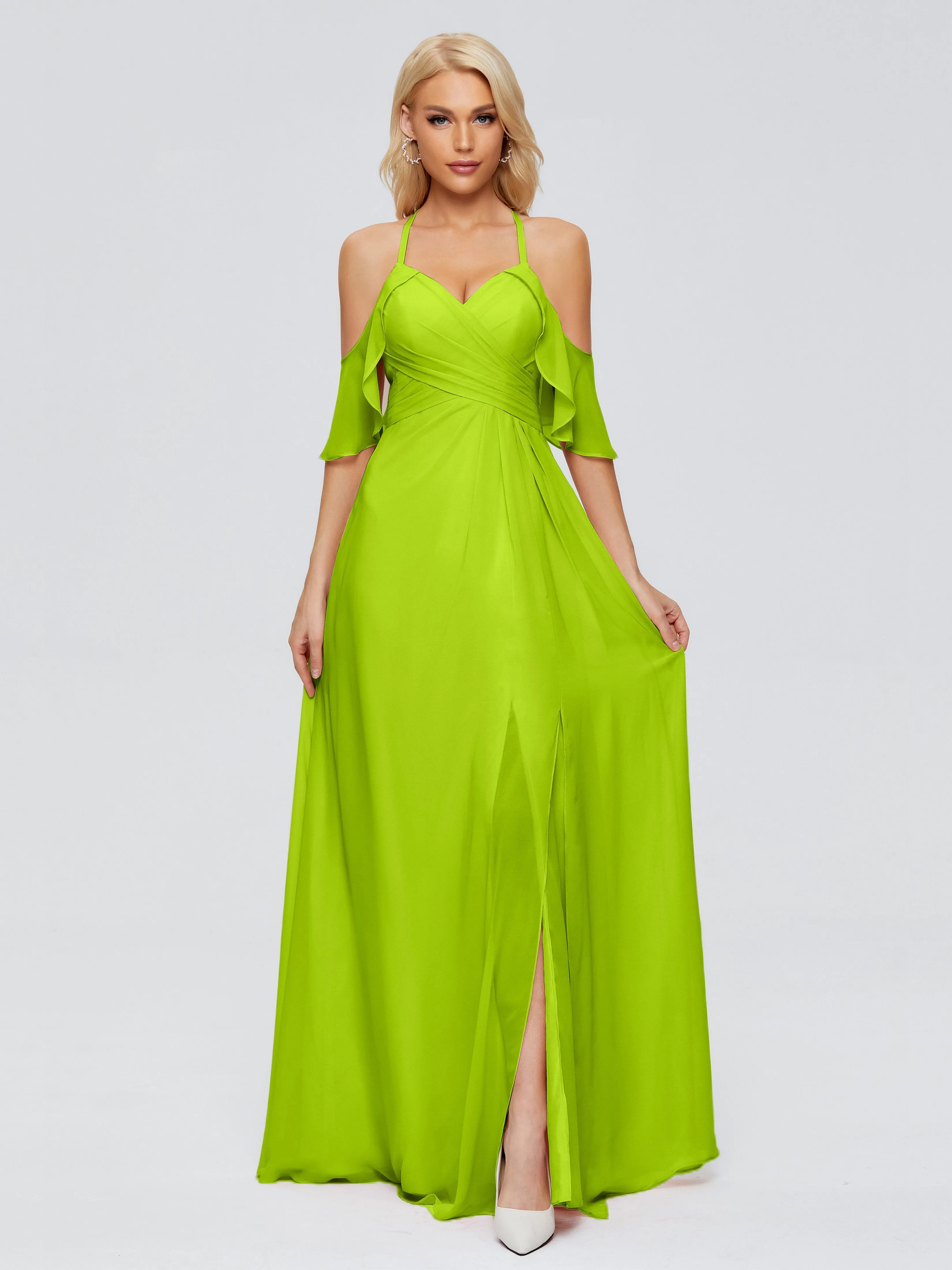 Taylor Elegant A-line Split Chiffon Bridesmaid Dresses