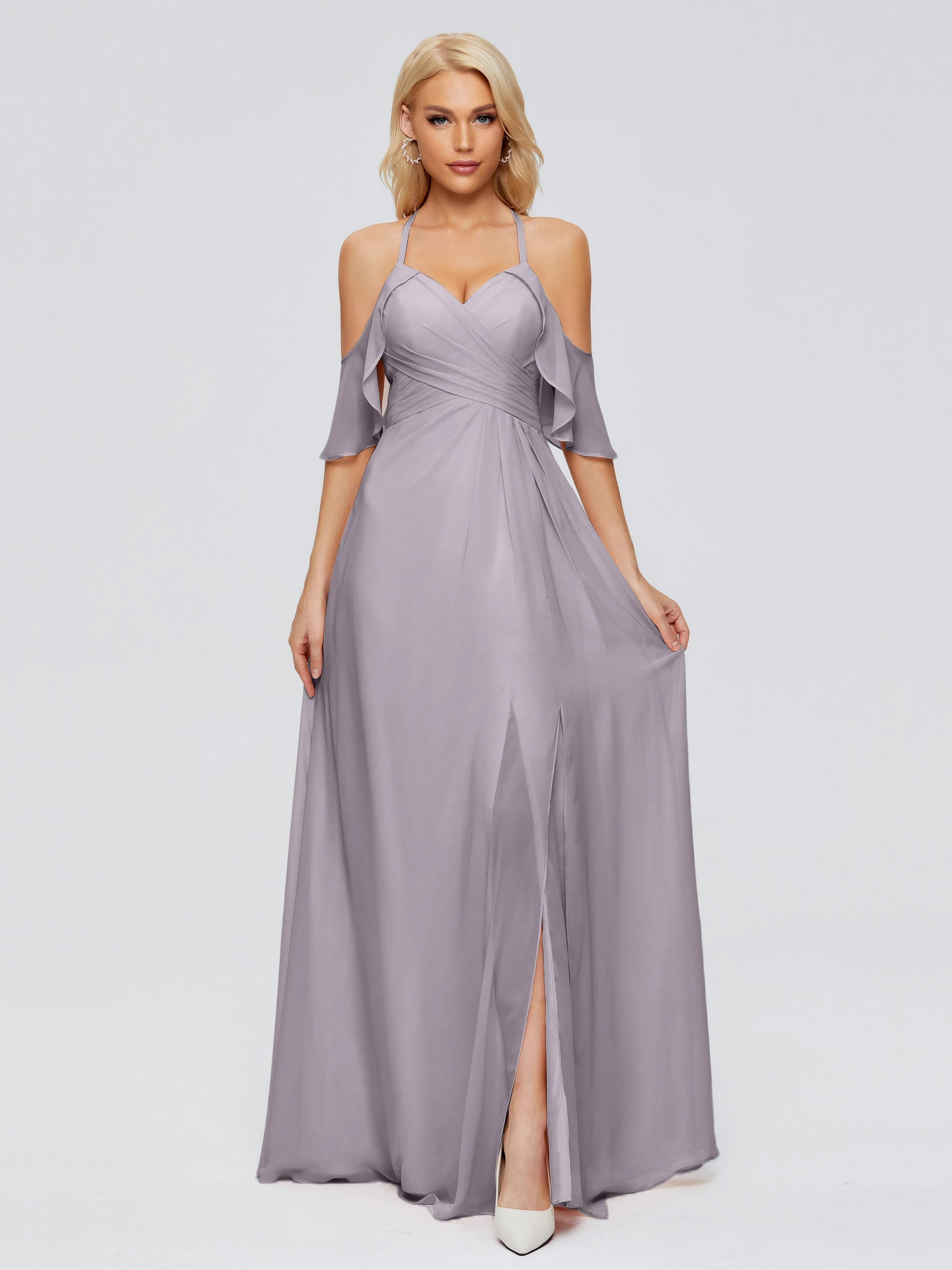 Taylor Elegant A-line Split Chiffon Bridesmaid Dresses