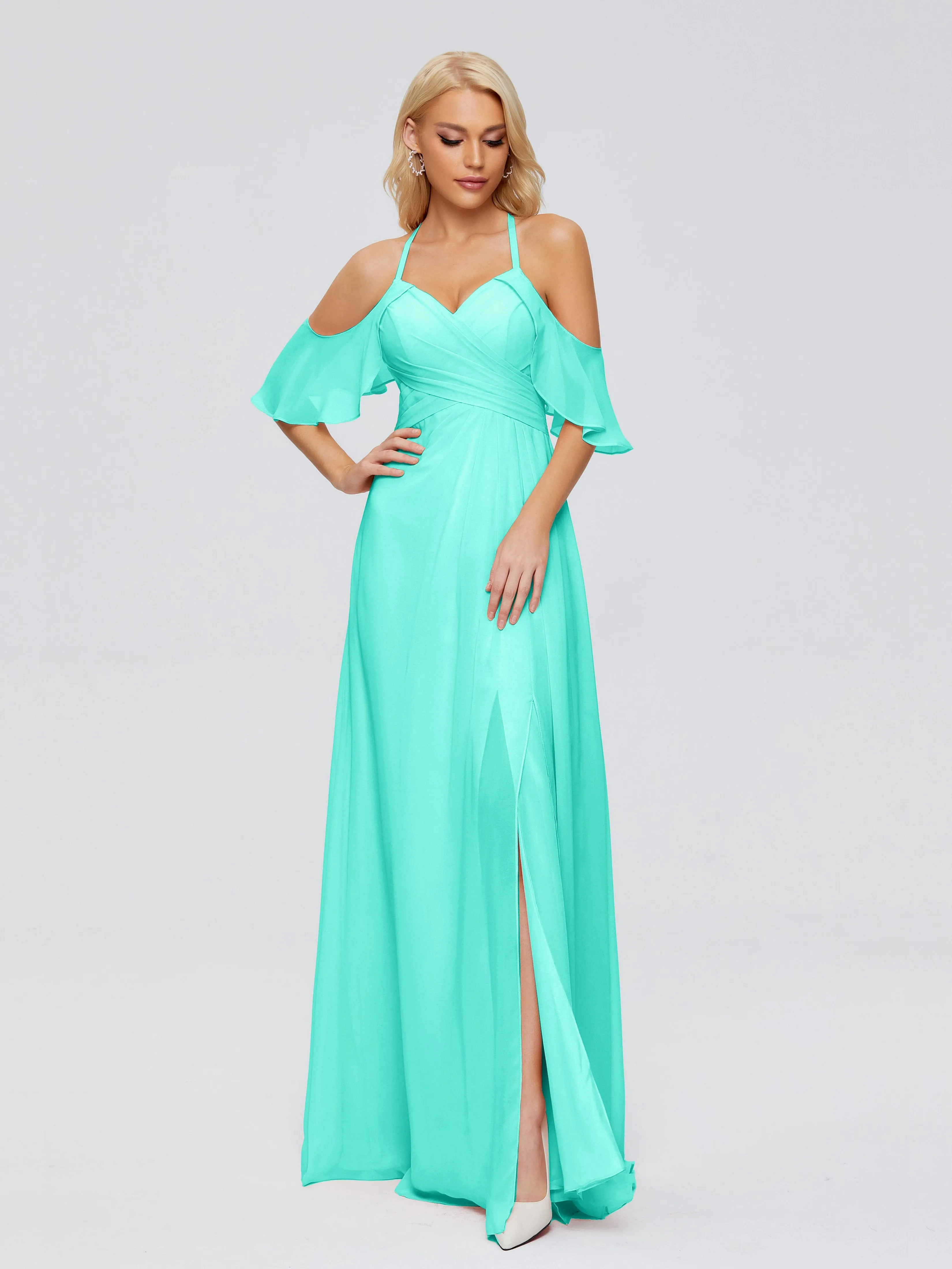 Taylor Elegant A-line Split Chiffon Bridesmaid Dresses