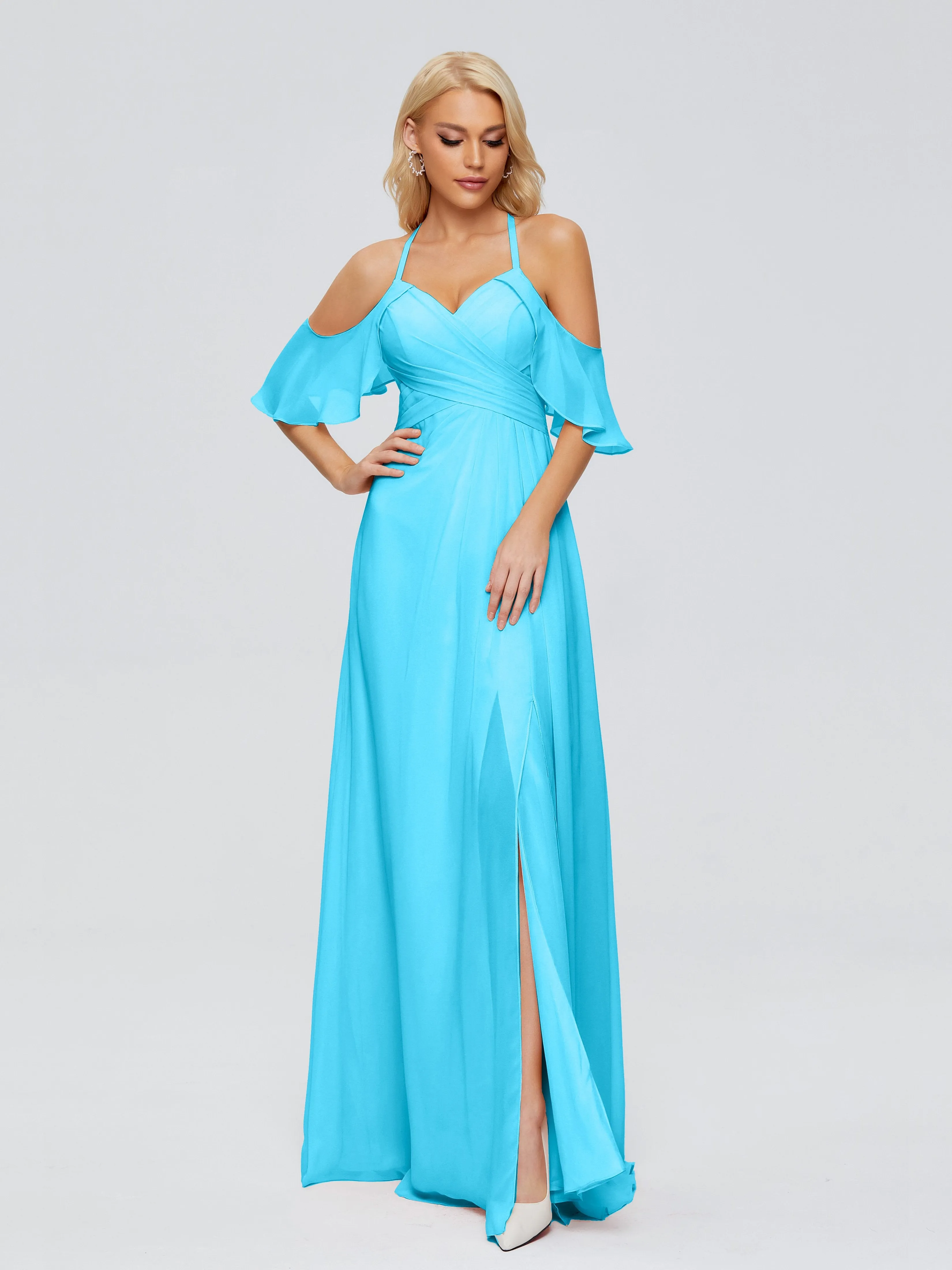 Taylor Elegant A-line Split Chiffon Bridesmaid Dresses