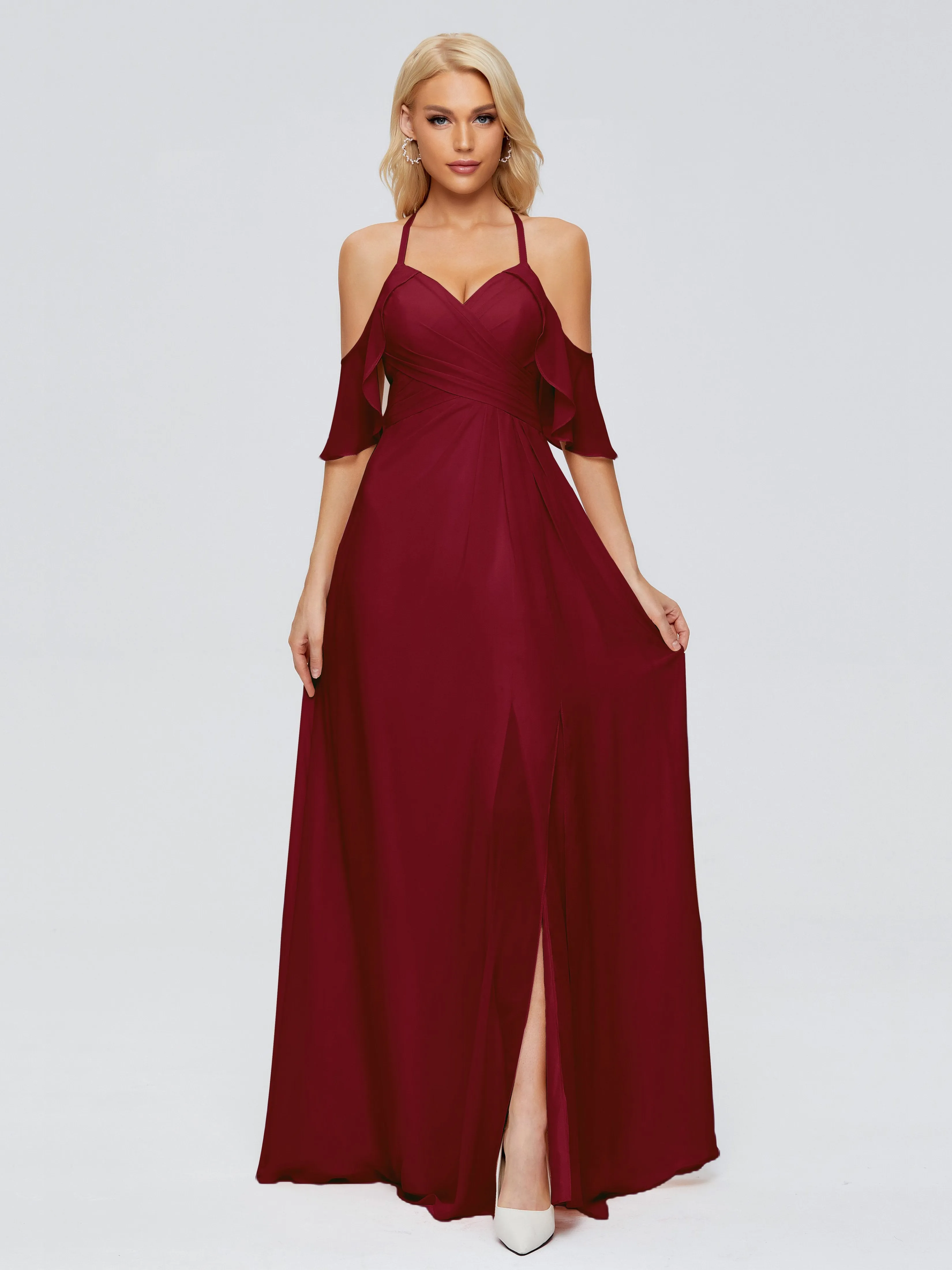 Taylor Elegant A-line Split Chiffon Bridesmaid Dresses