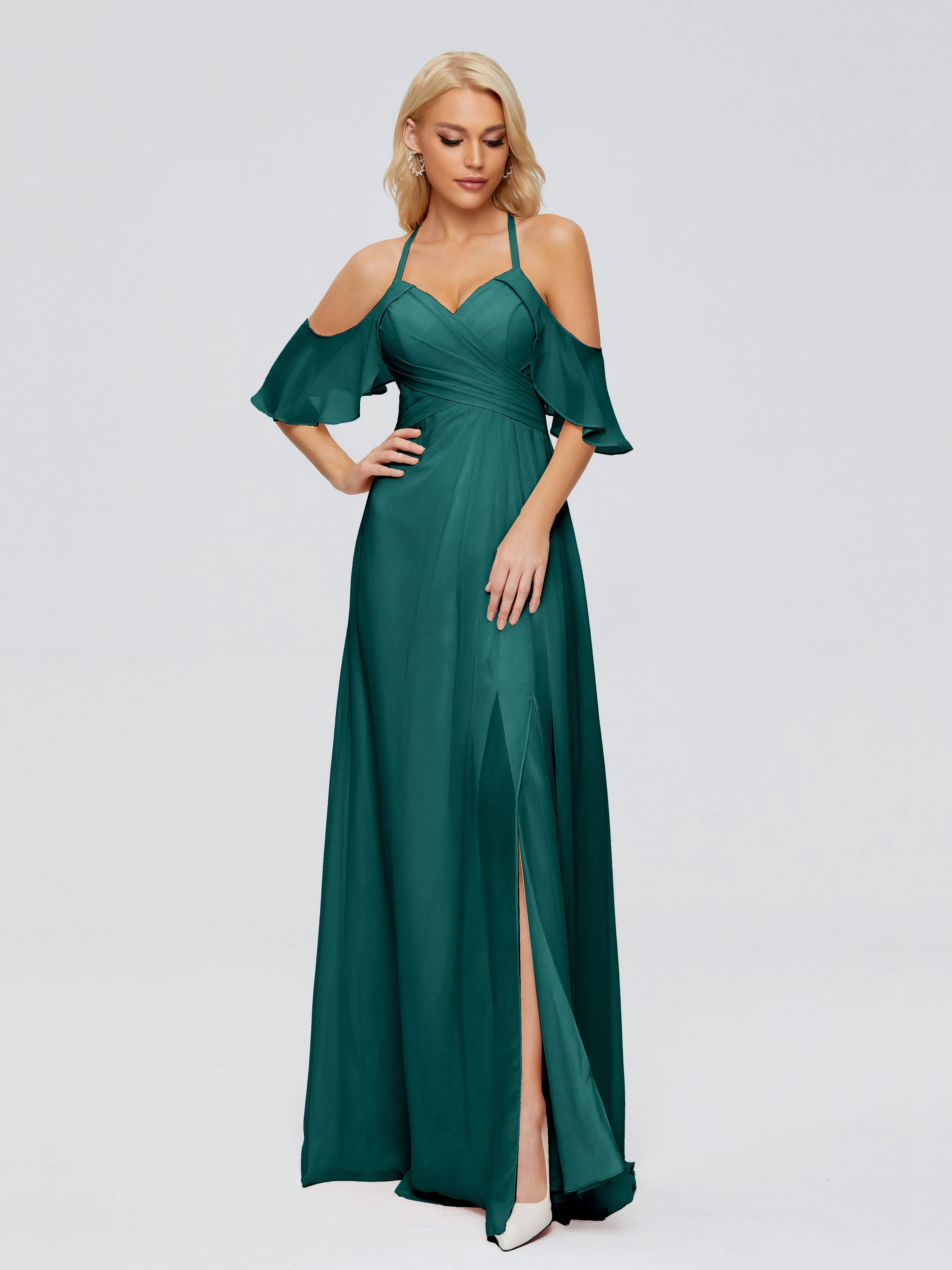 Taylor Elegant A-line Split Chiffon Bridesmaid Dresses