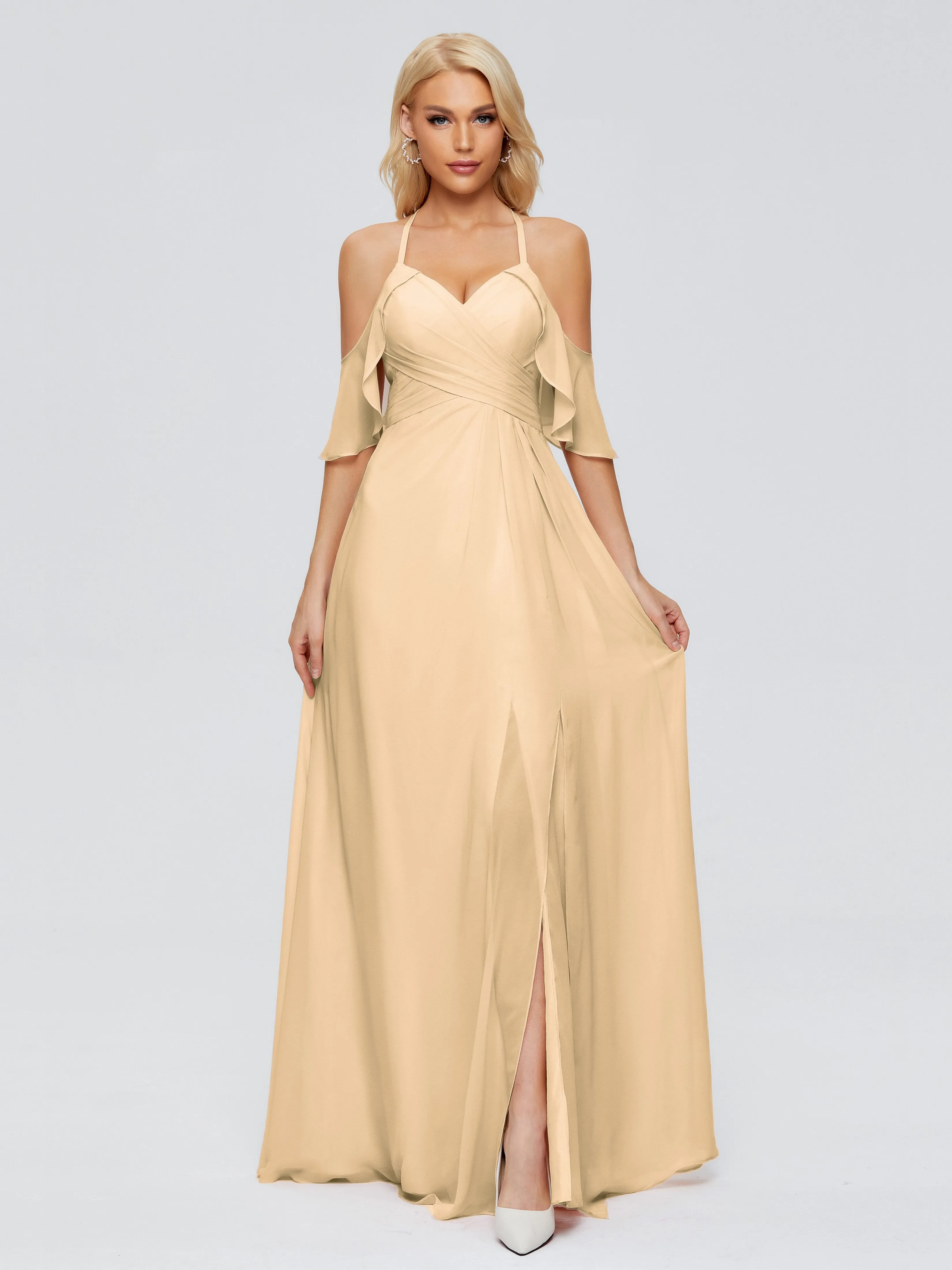 Taylor Elegant A-line Split Chiffon Bridesmaid Dresses
