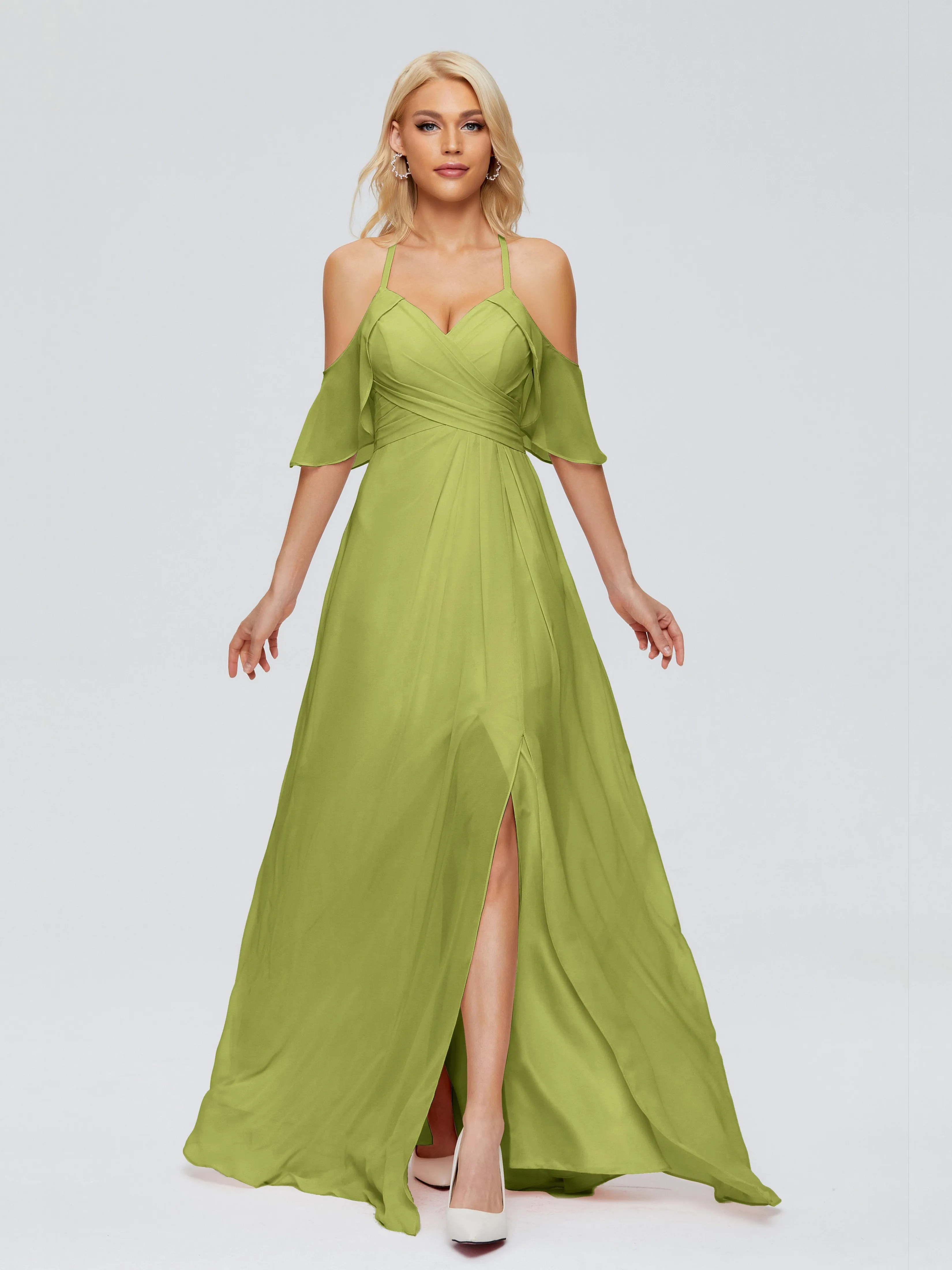 Taylor Elegant A-line Split Chiffon Bridesmaid Dresses
