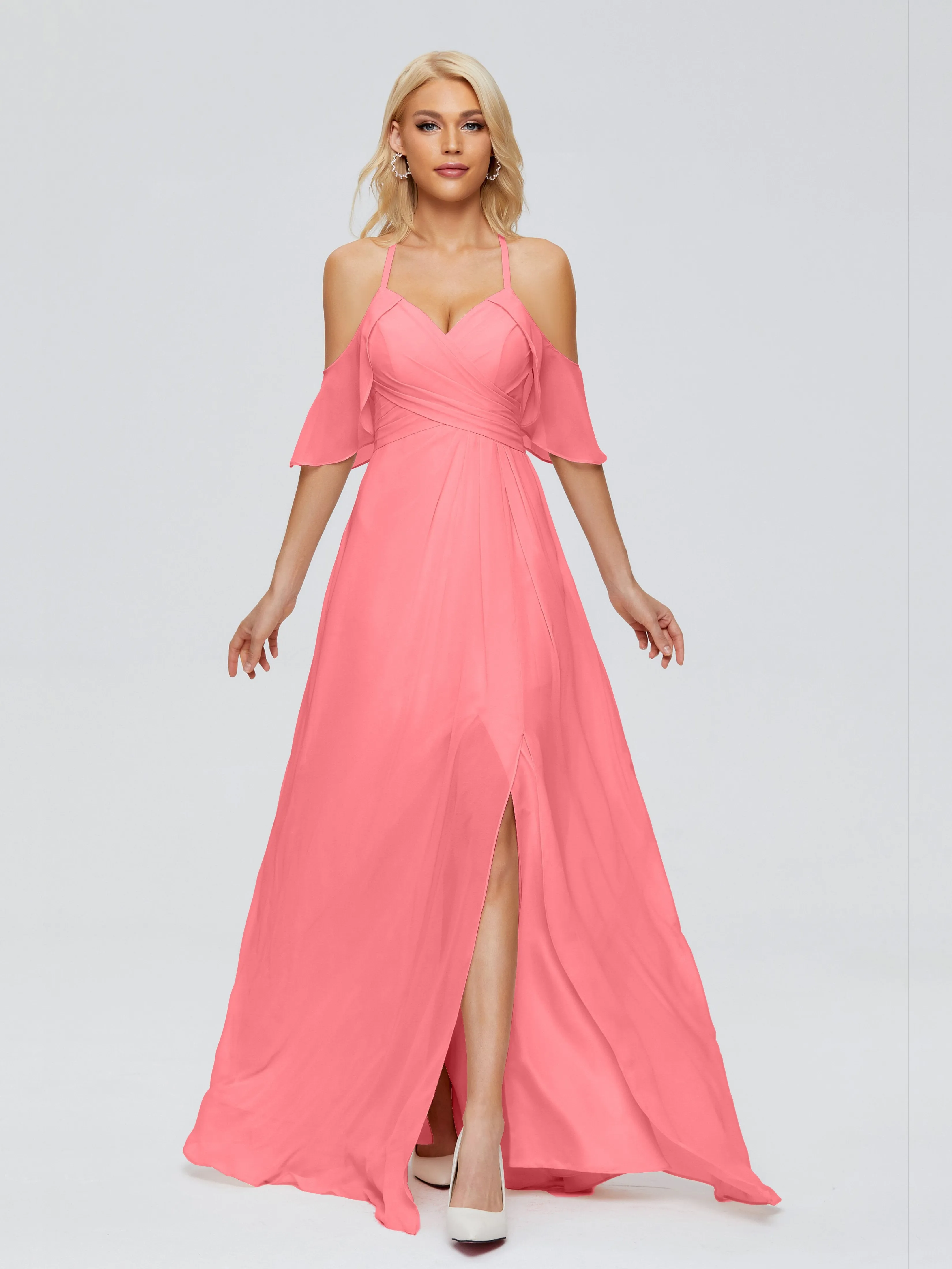 Taylor Elegant A-line Split Chiffon Bridesmaid Dresses