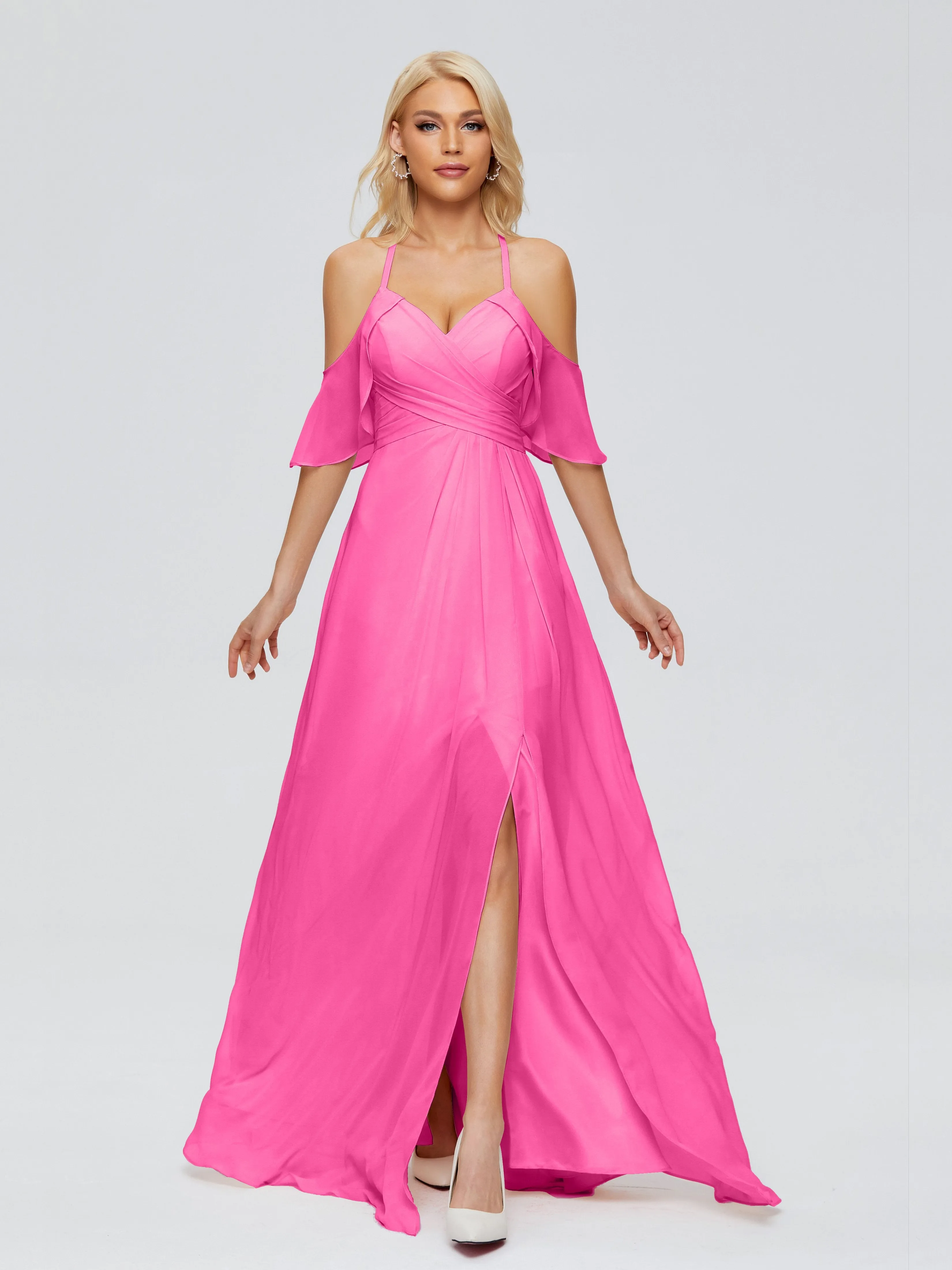 Taylor Elegant A-line Split Chiffon Bridesmaid Dresses