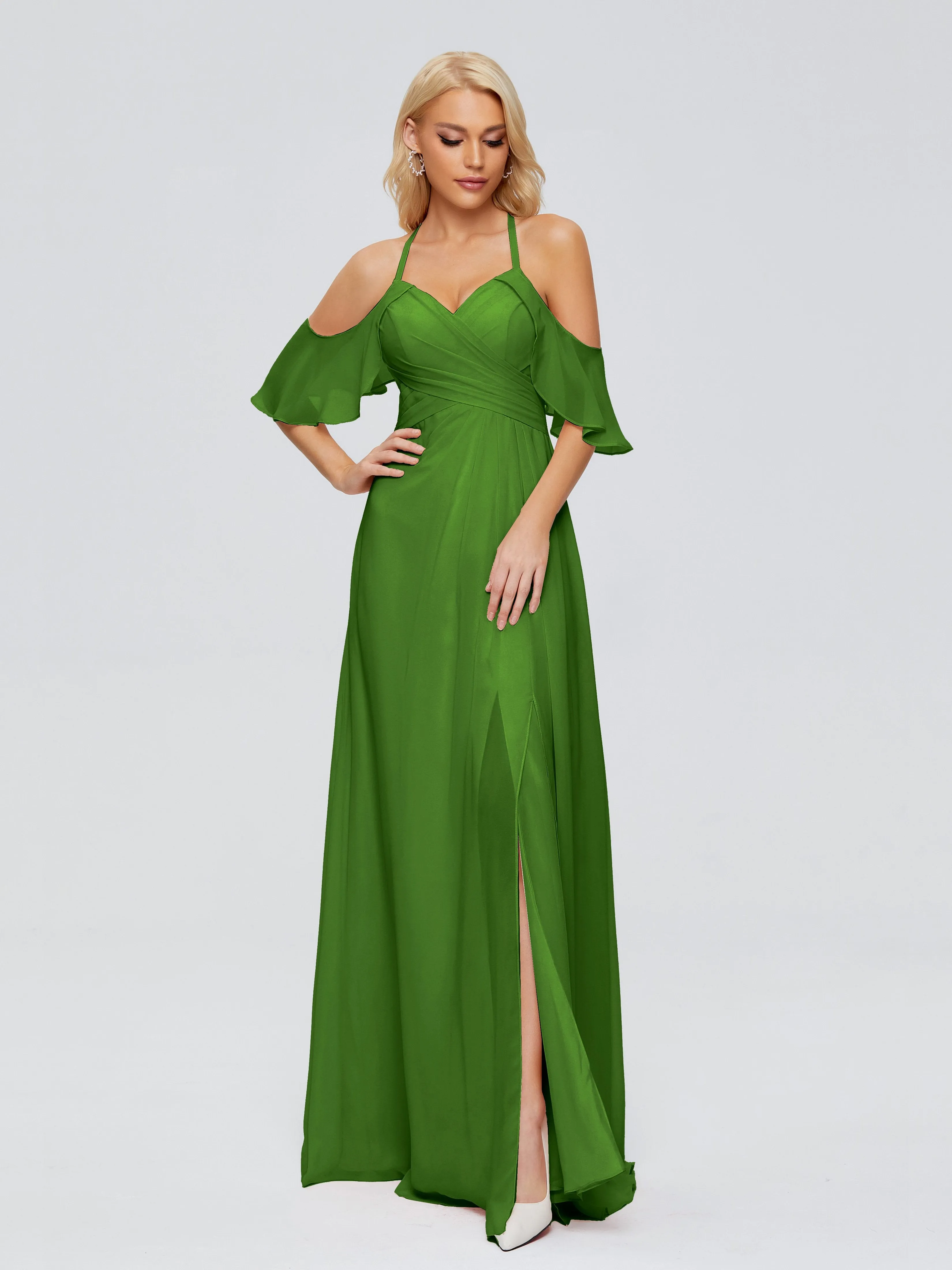 Taylor Elegant A-line Split Chiffon Bridesmaid Dresses