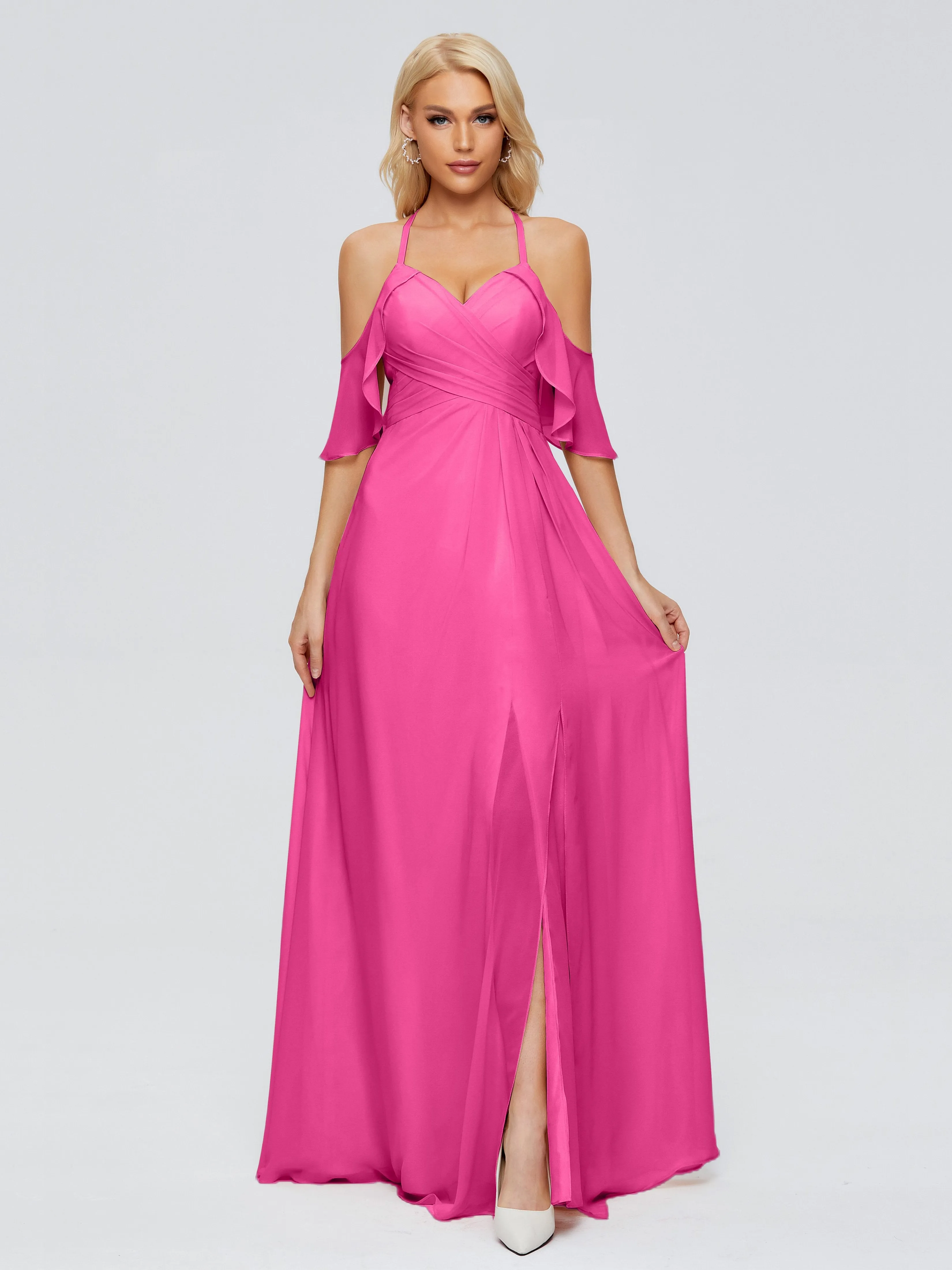 Taylor Elegant A-line Split Chiffon Bridesmaid Dresses