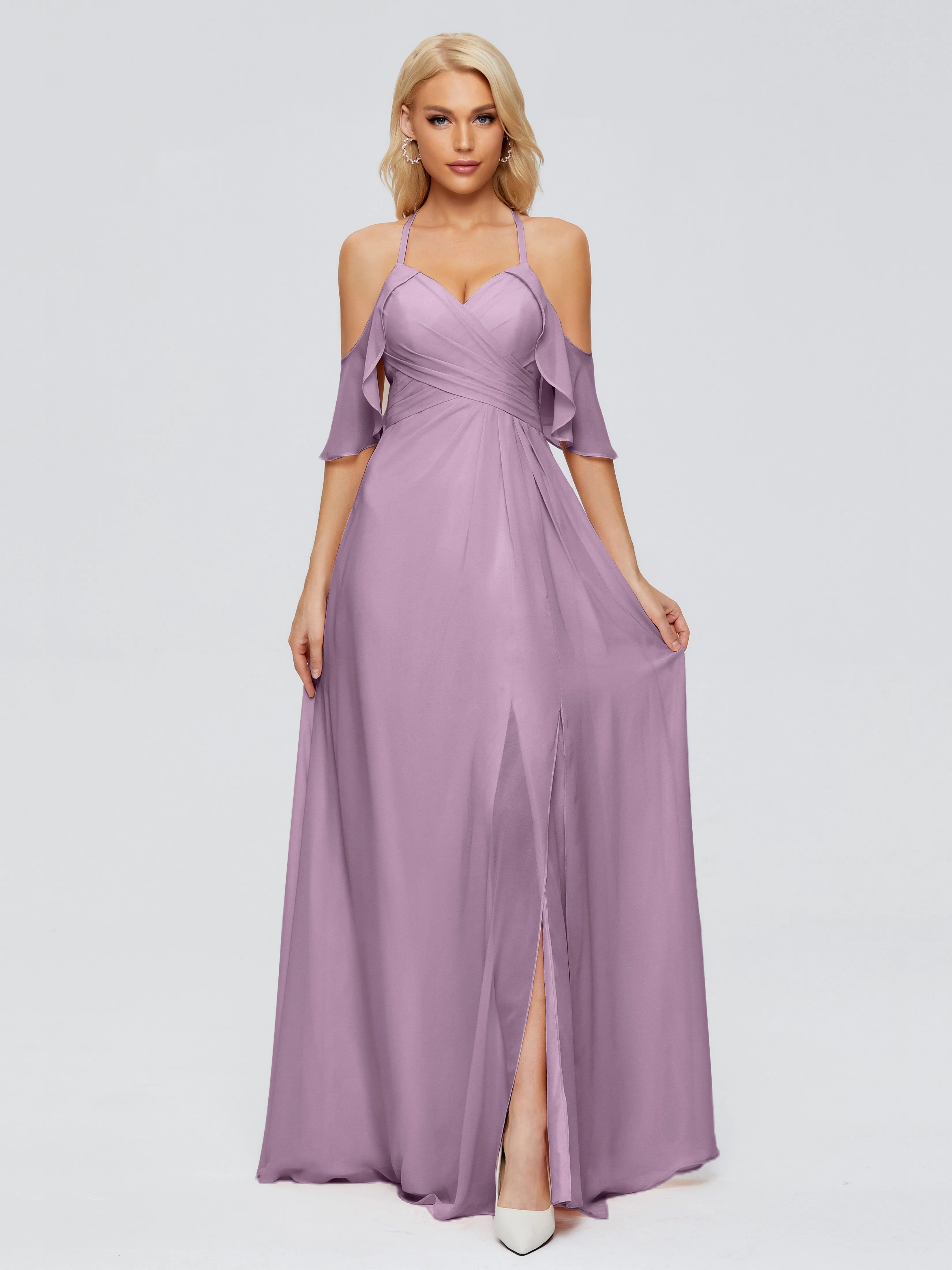 Taylor Elegant A-line Split Chiffon Bridesmaid Dresses