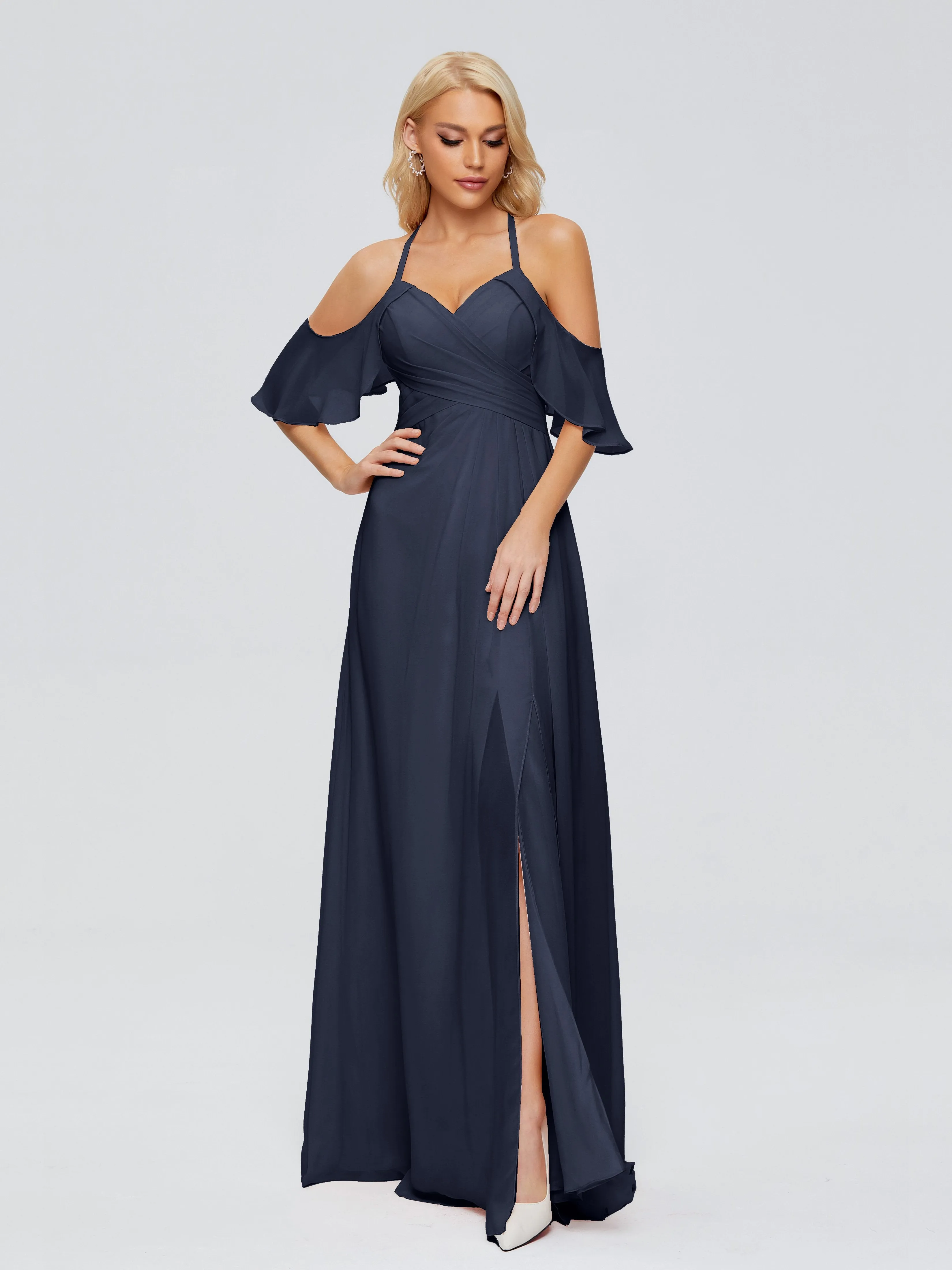 Taylor Elegant A-line Split Chiffon Bridesmaid Dresses