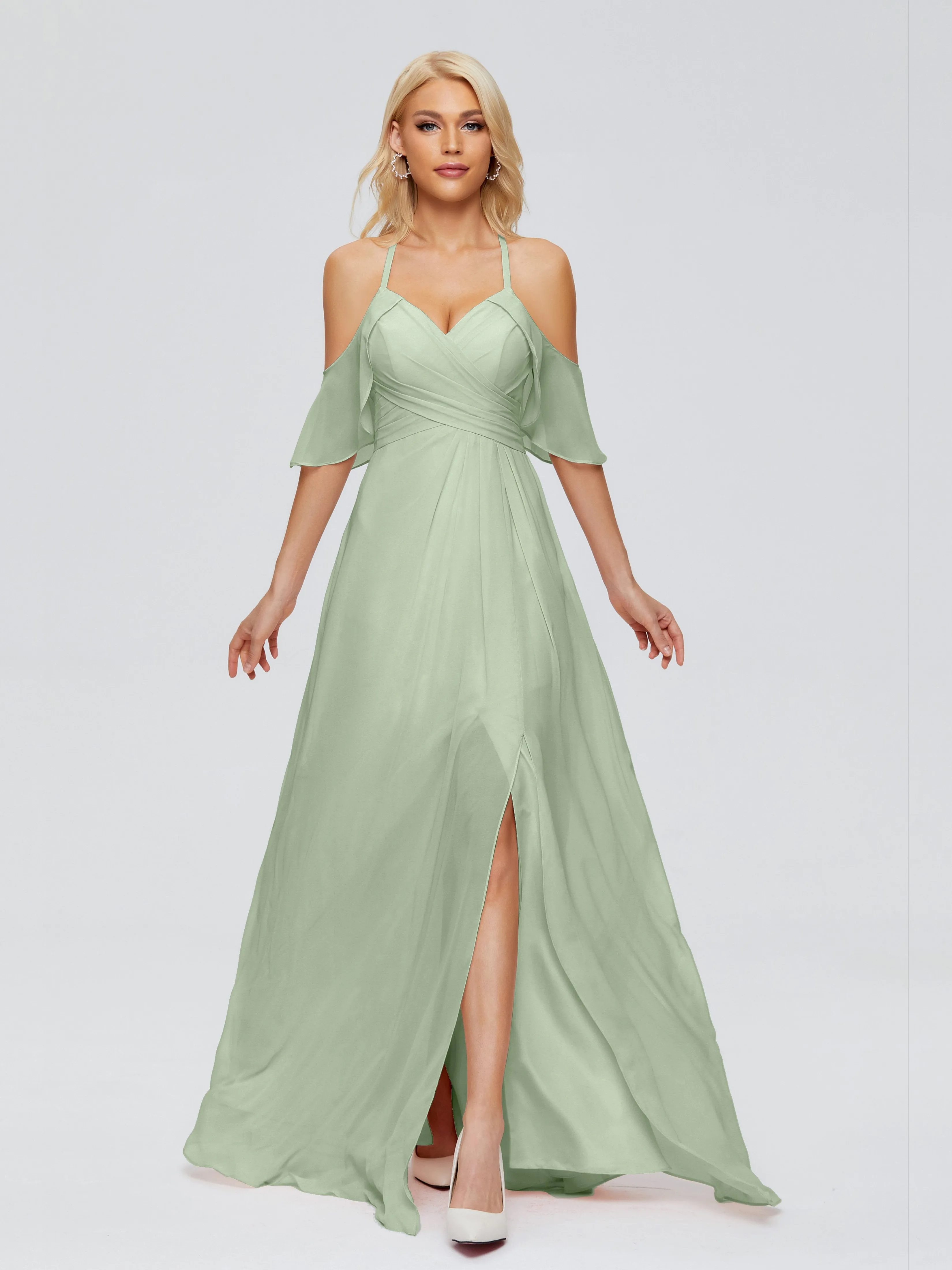 Taylor Elegant A-line Split Chiffon Bridesmaid Dresses