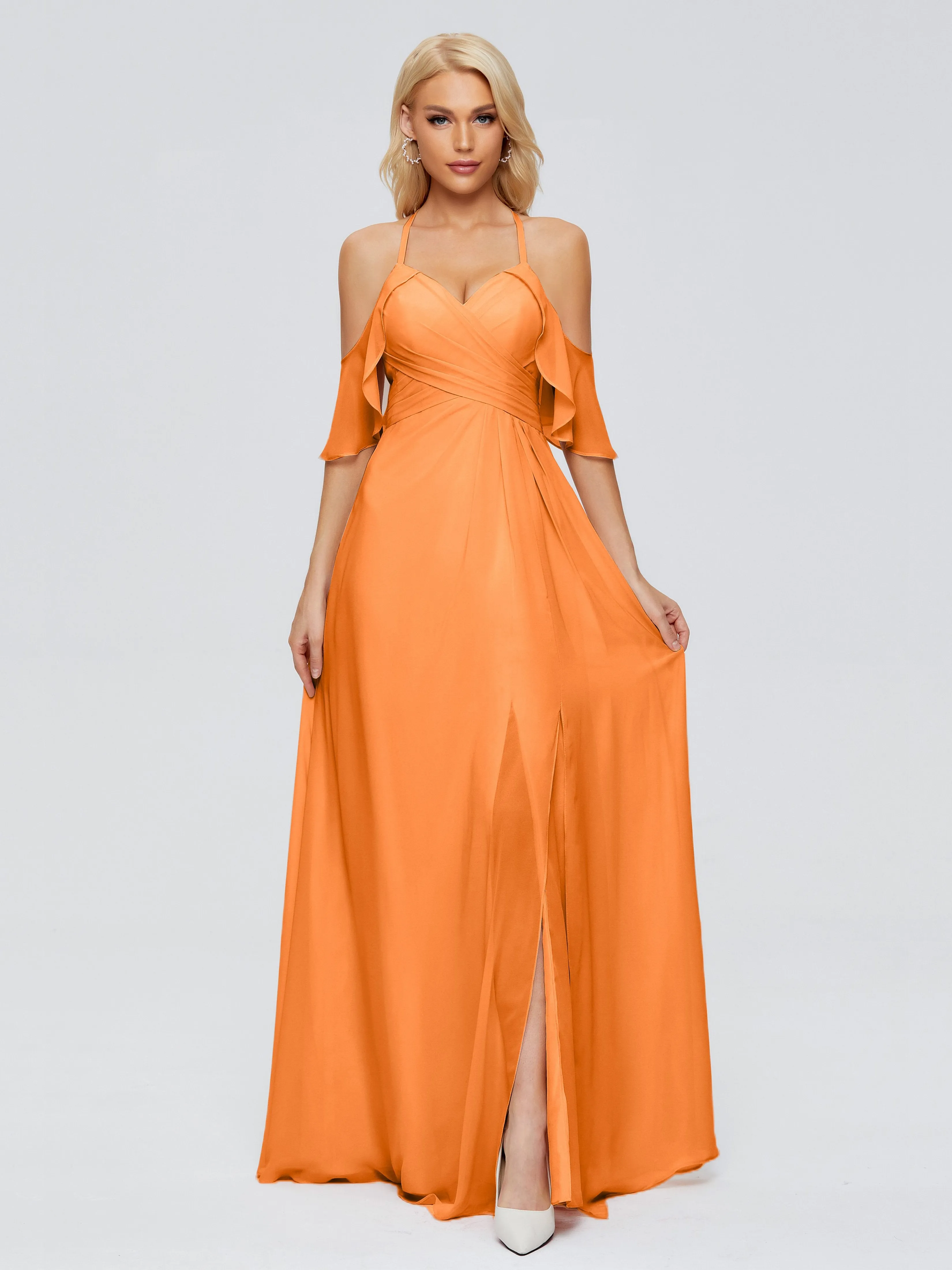 Taylor Elegant A-line Split Chiffon Bridesmaid Dresses