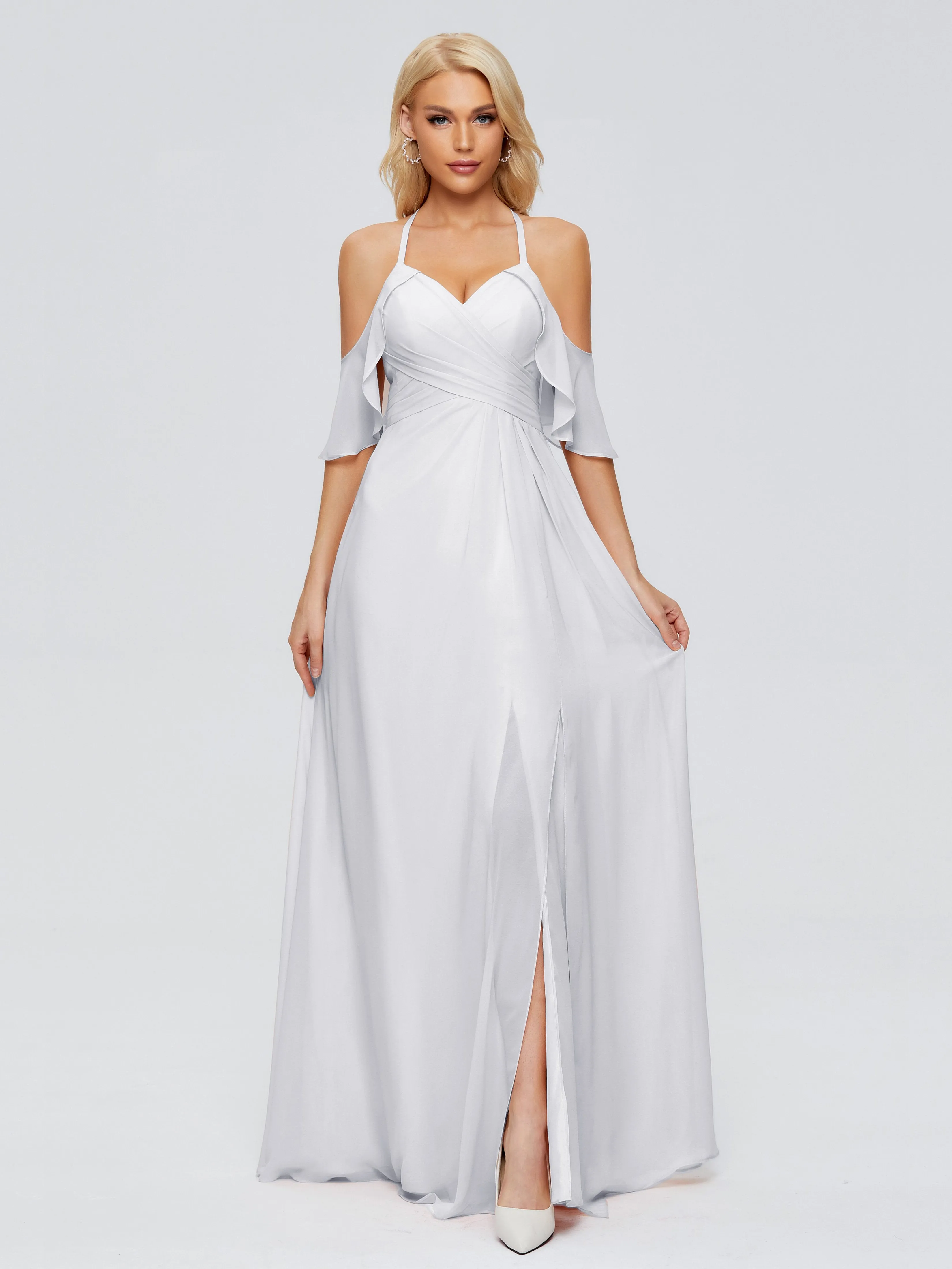 Taylor Elegant A-line Split Chiffon Bridesmaid Dresses