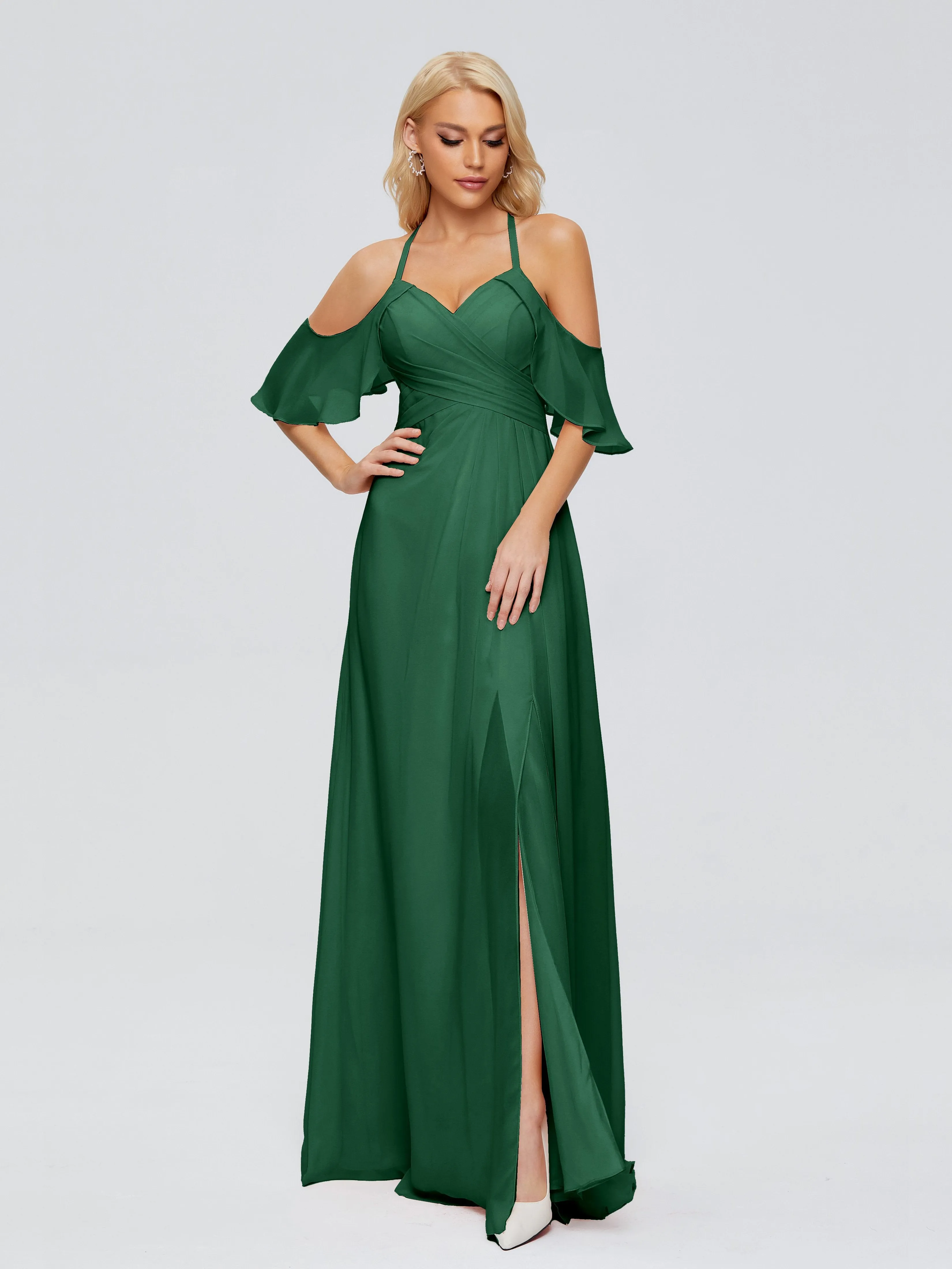 Taylor Elegant A-line Split Chiffon Bridesmaid Dresses