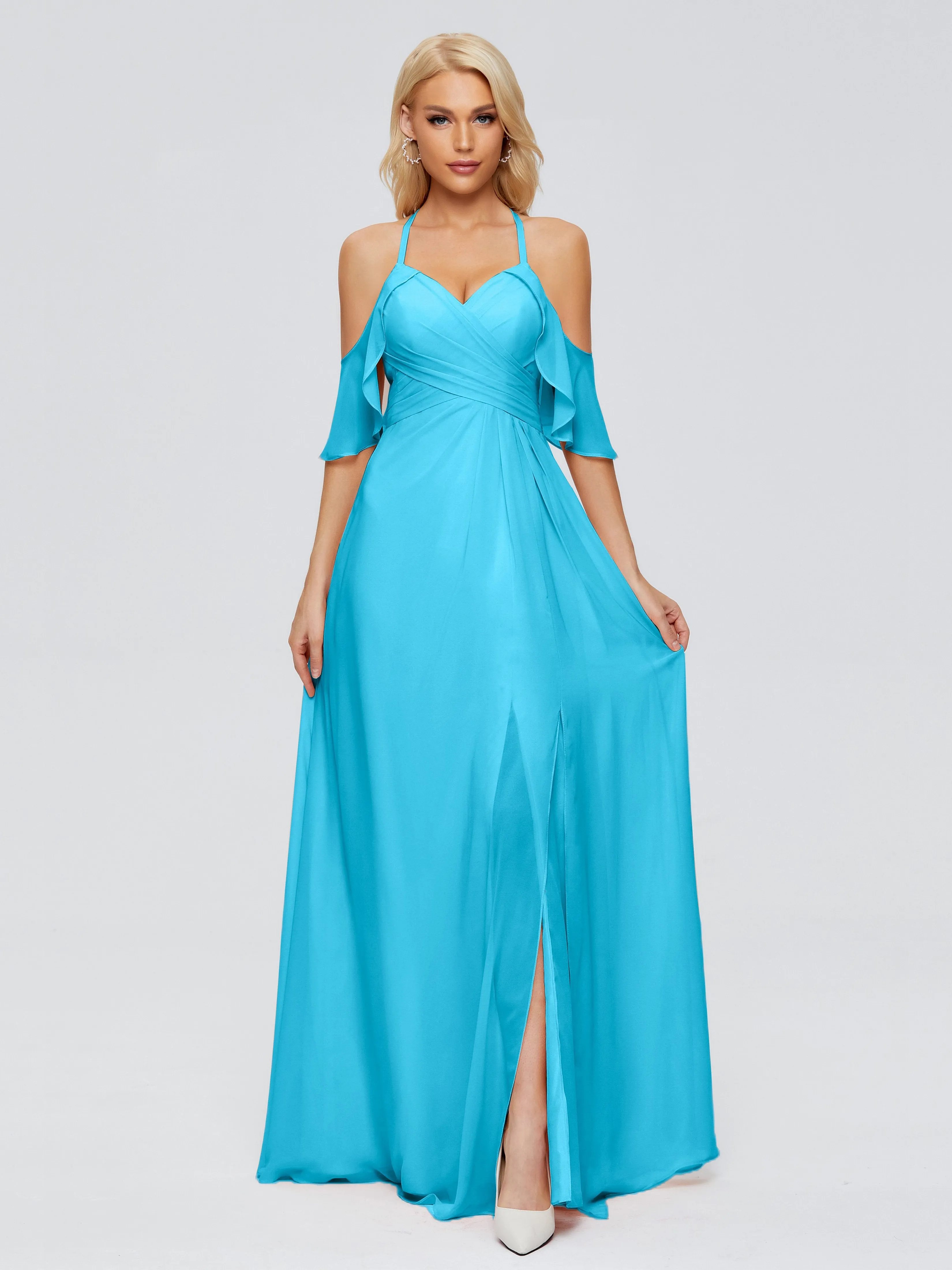 Taylor Elegant A-line Split Chiffon Bridesmaid Dresses
