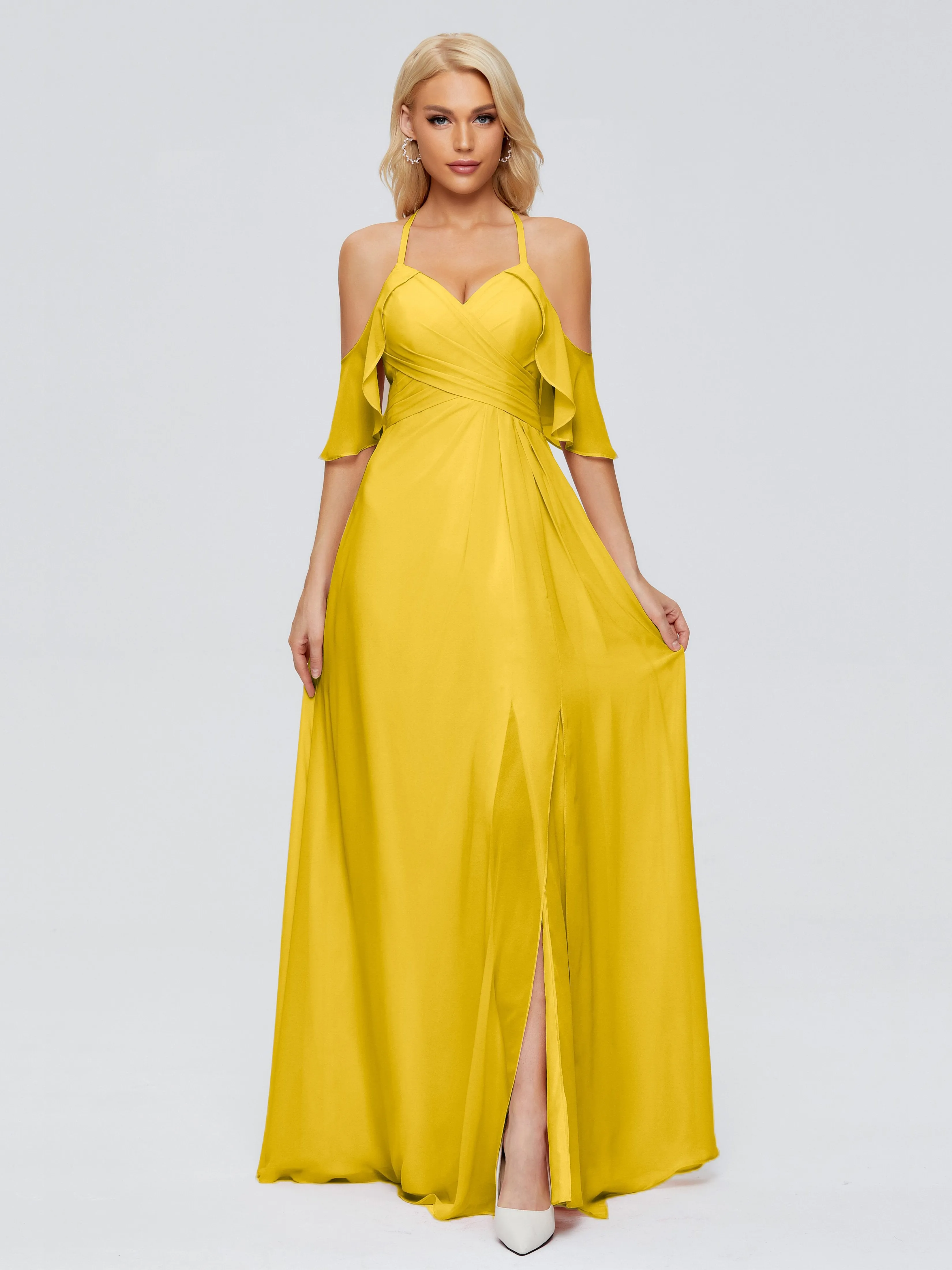 Taylor Elegant A-line Split Chiffon Bridesmaid Dresses