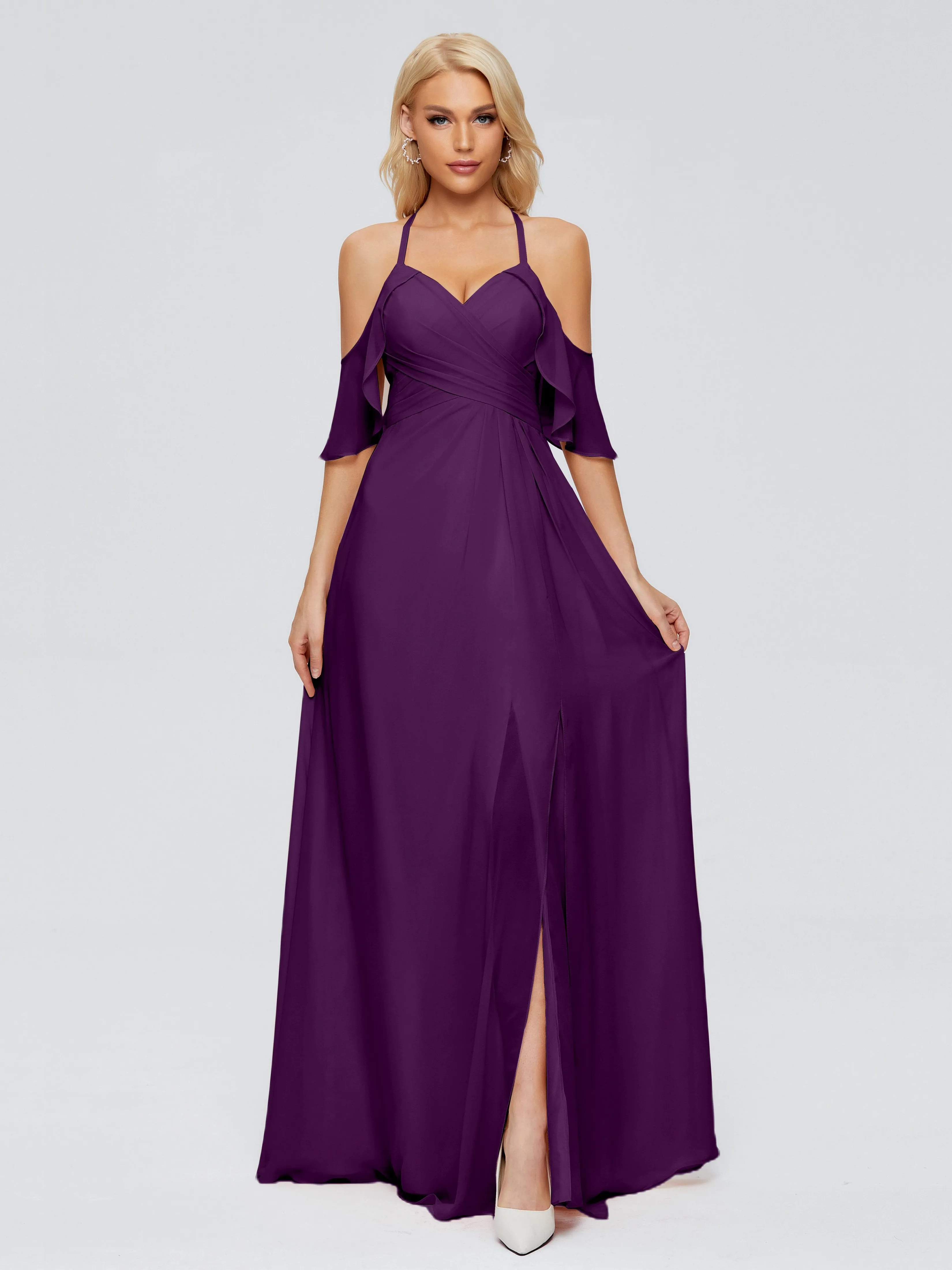 Taylor Elegant A-line Split Chiffon Bridesmaid Dresses