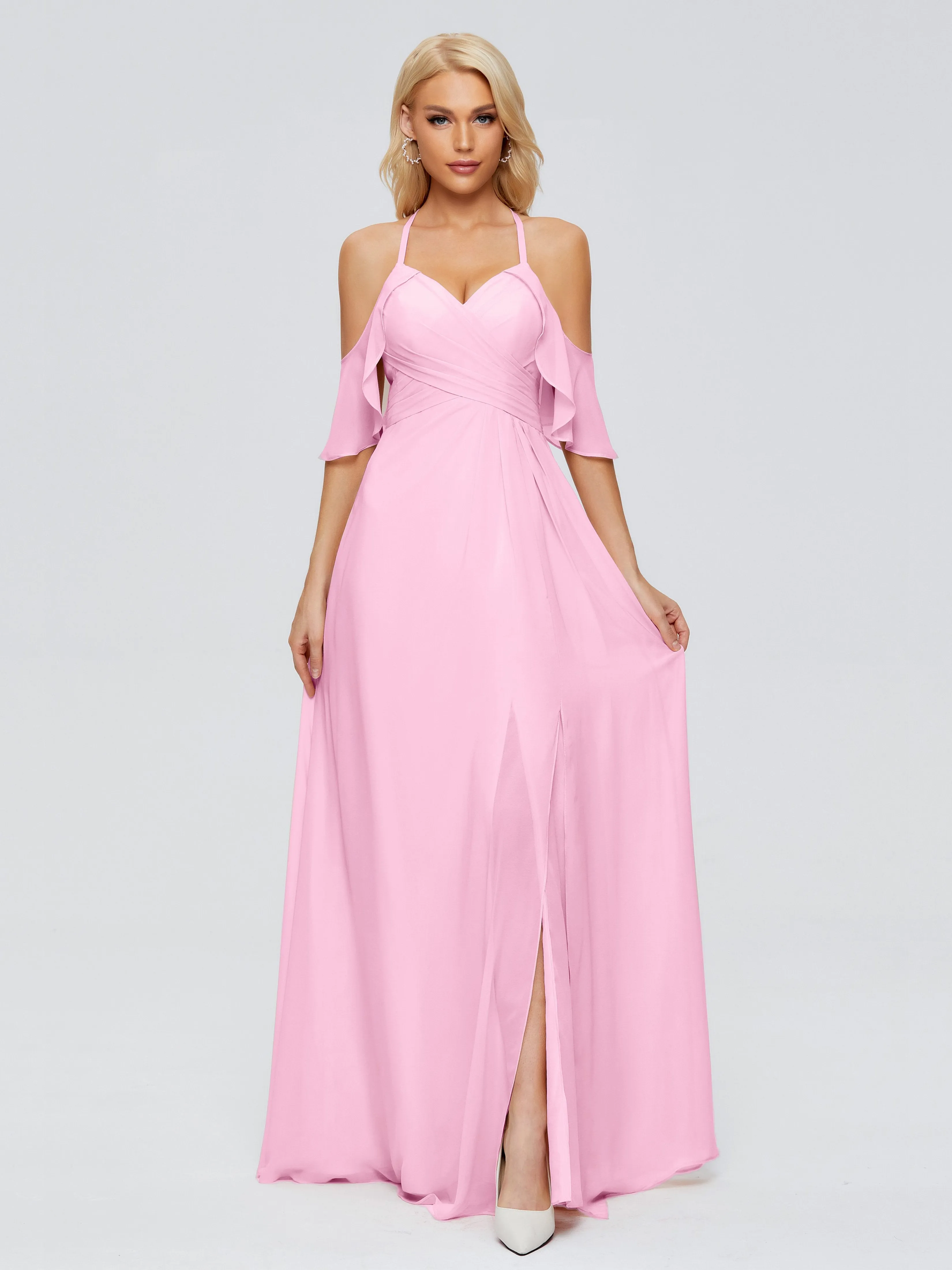 Taylor Elegant A-line Split Chiffon Bridesmaid Dresses