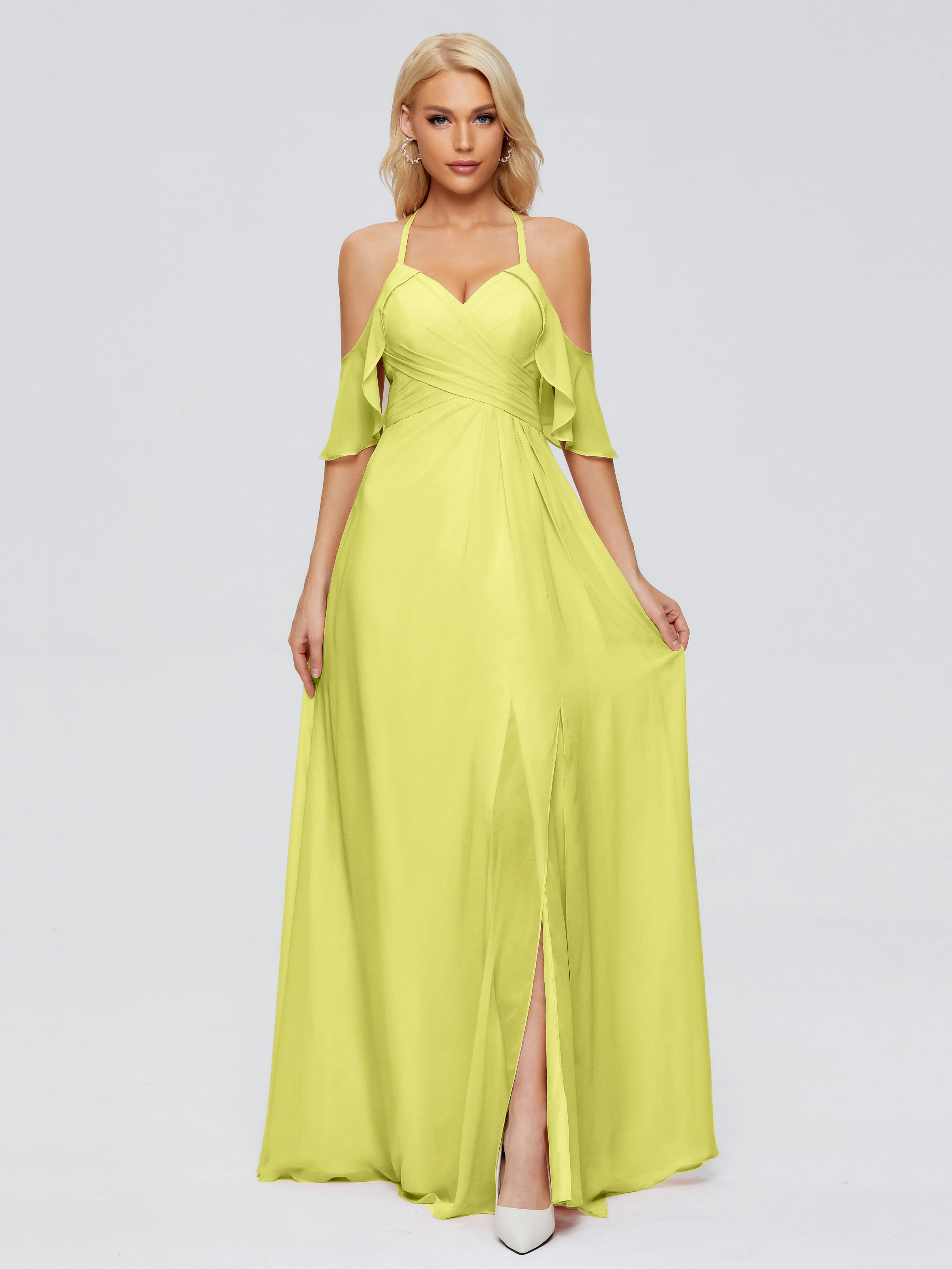 Taylor Elegant A-line Split Chiffon Bridesmaid Dresses