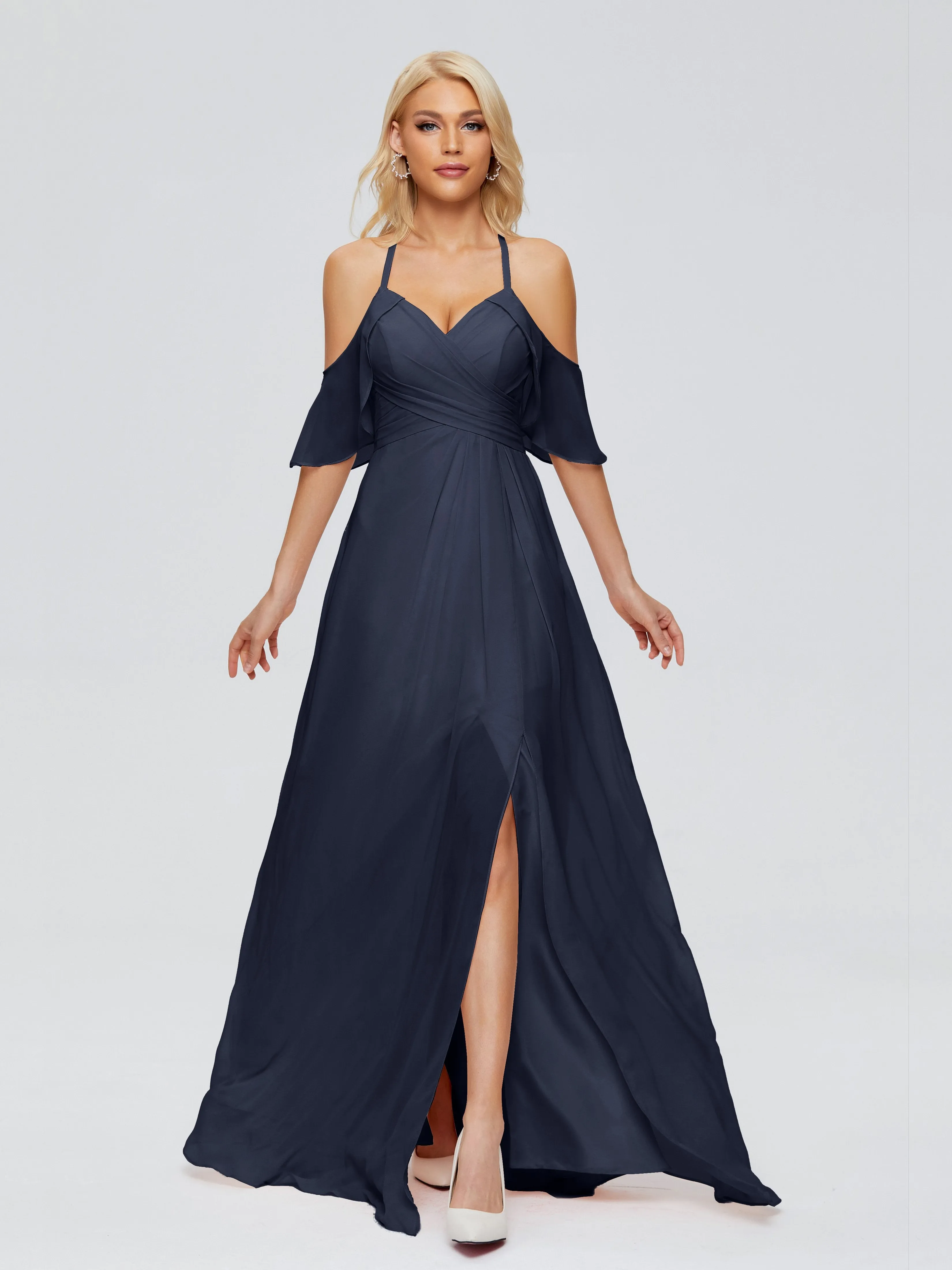 Taylor Elegant A-line Split Chiffon Bridesmaid Dresses