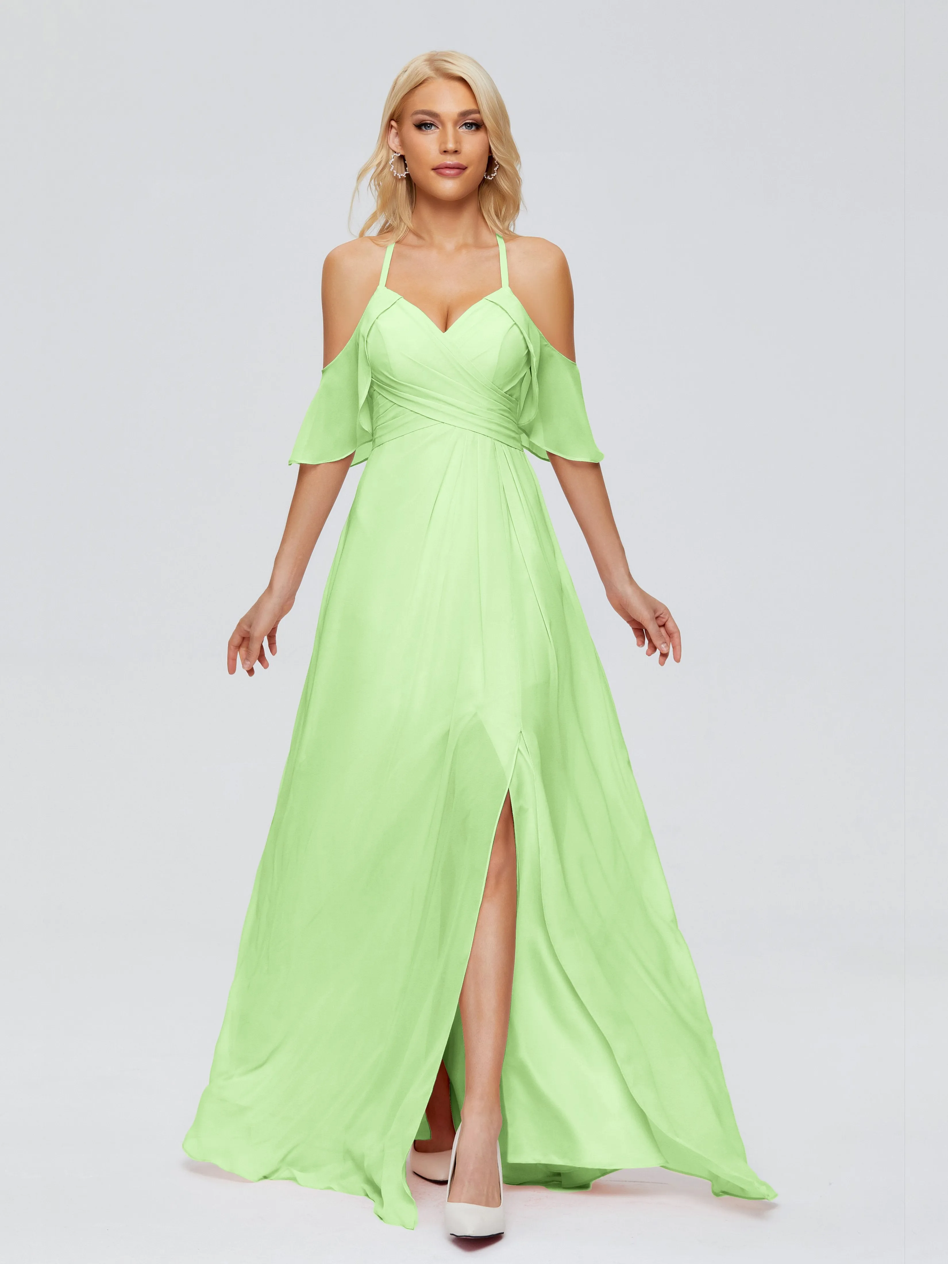 Taylor Elegant A-line Split Chiffon Bridesmaid Dresses