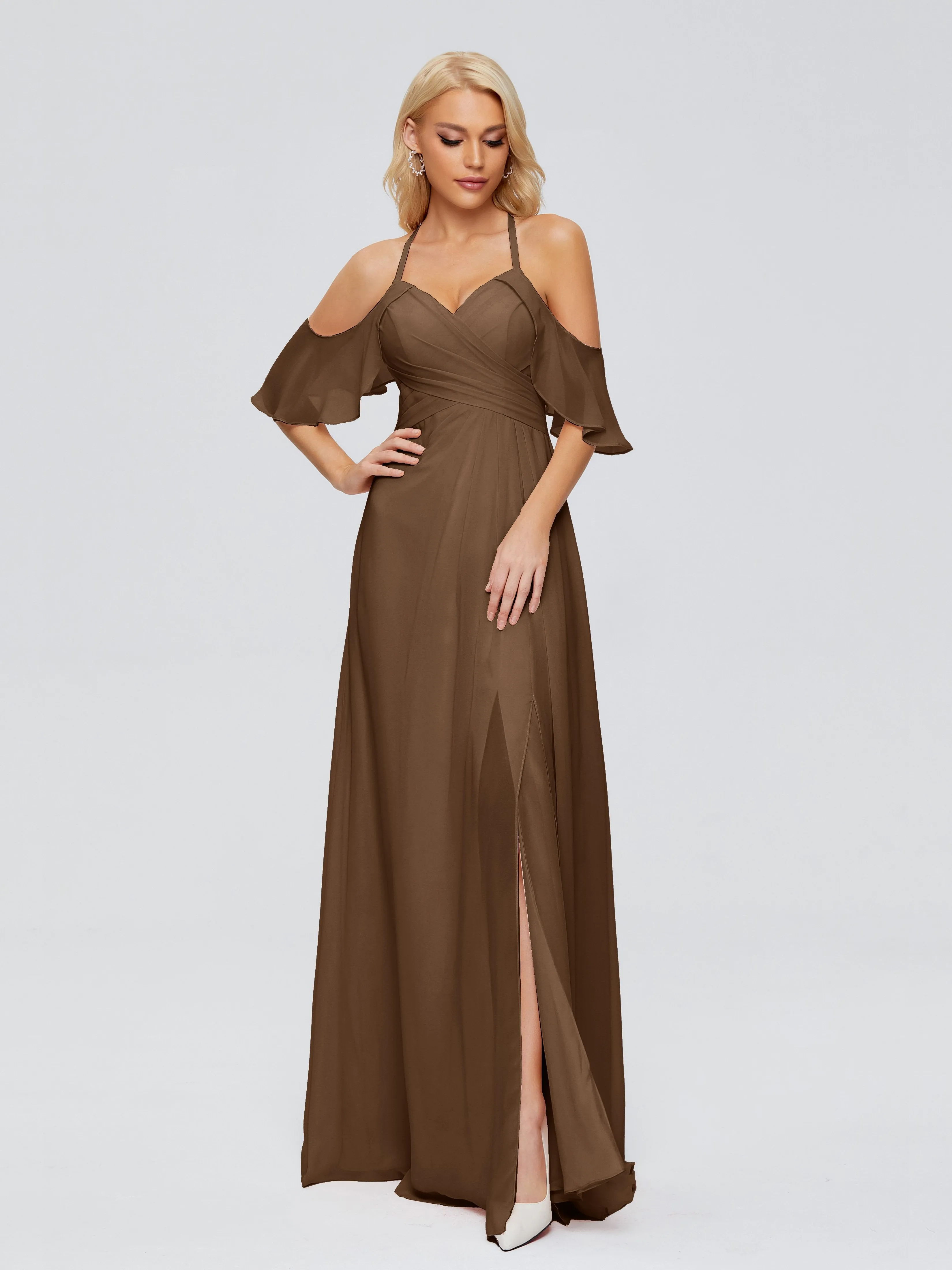 Taylor Elegant A-line Split Chiffon Bridesmaid Dresses