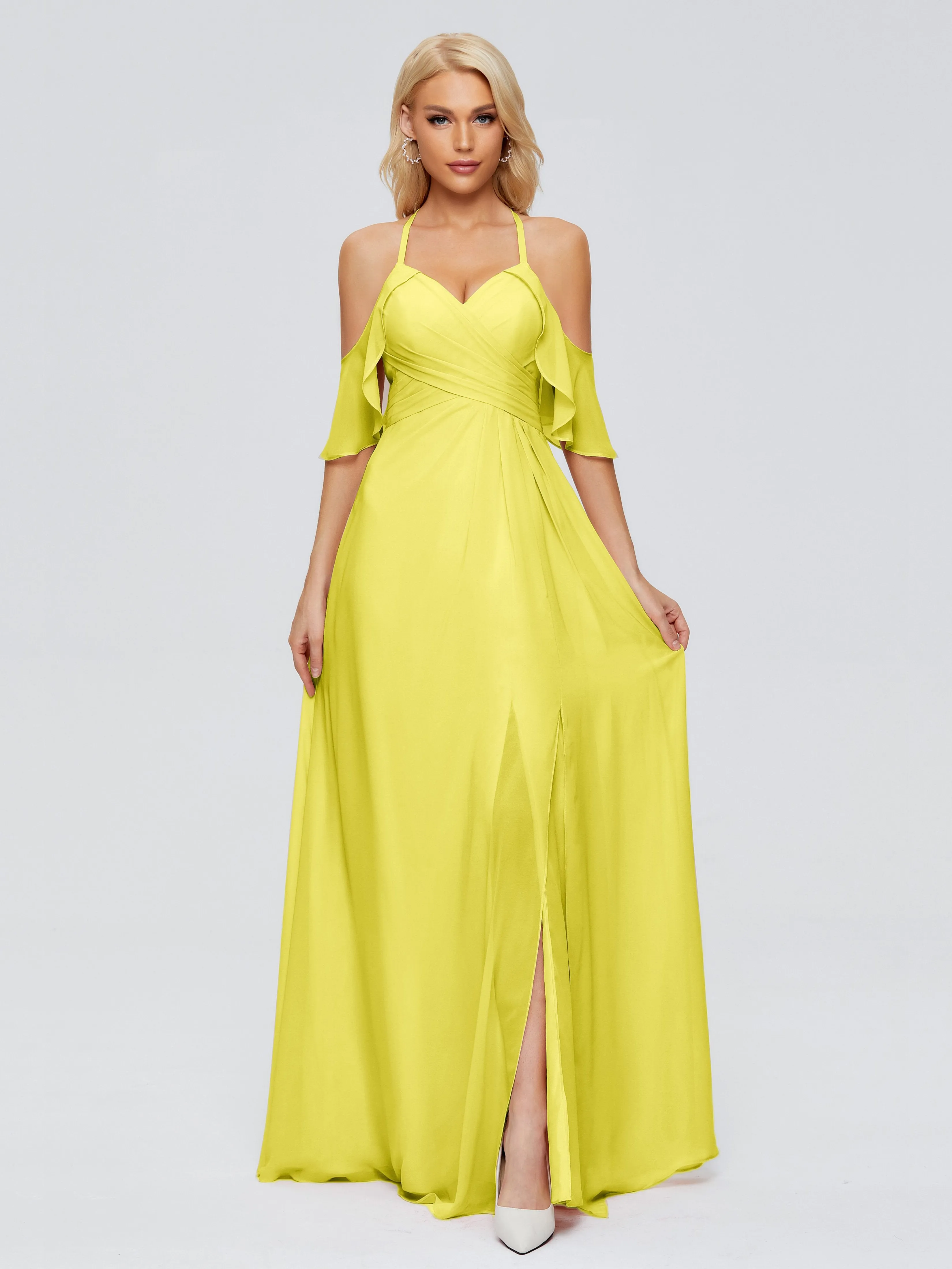 Taylor Elegant A-line Split Chiffon Bridesmaid Dresses